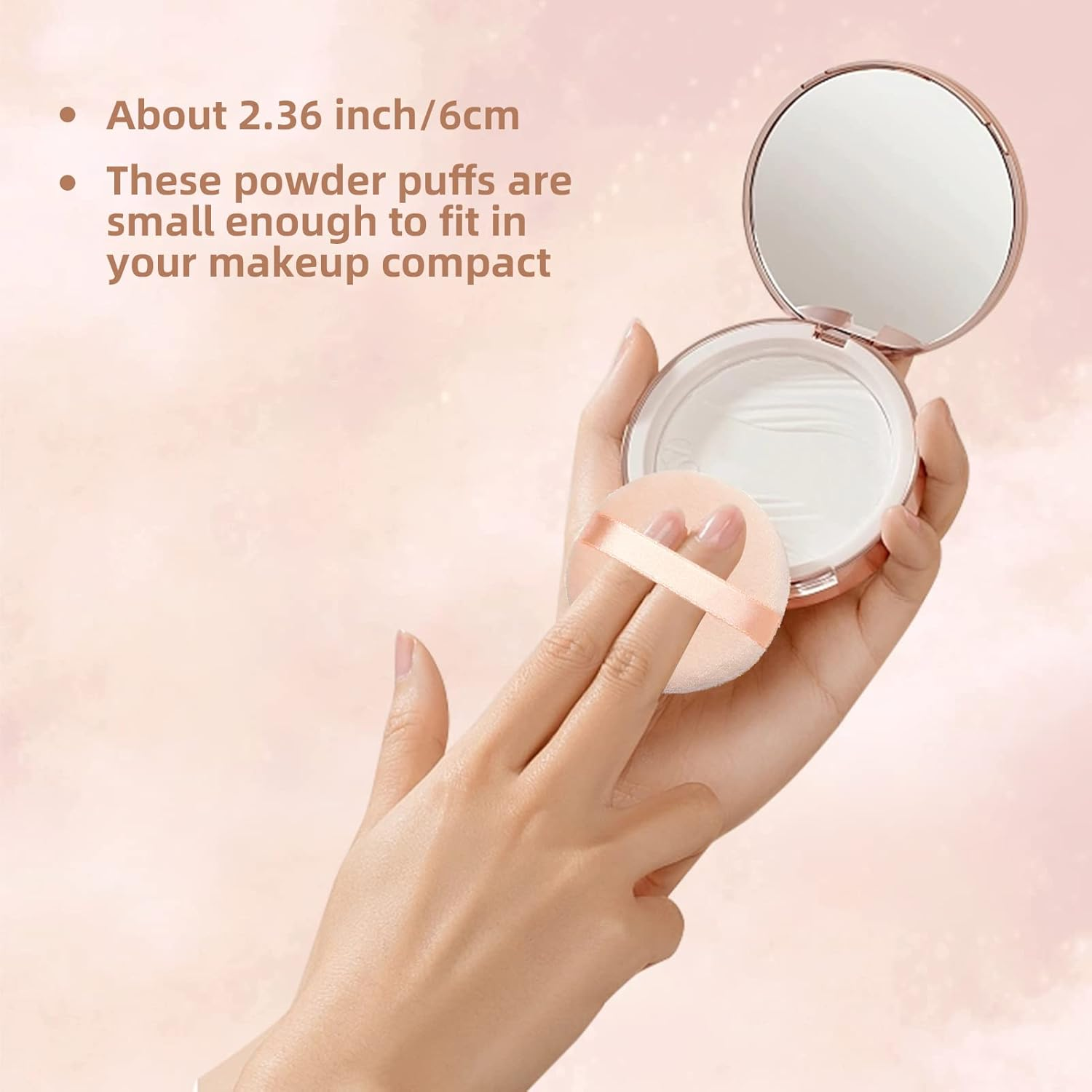 6 Pieces Powder Puffs Cotton Makeup Puffs for Loose Powder Mineral Powder Cosmetic Foundation - 2.36 Inch/6 Cm Soft round Powder Puffs Makeup Face Sponges for Face and Body - Nude image number 3