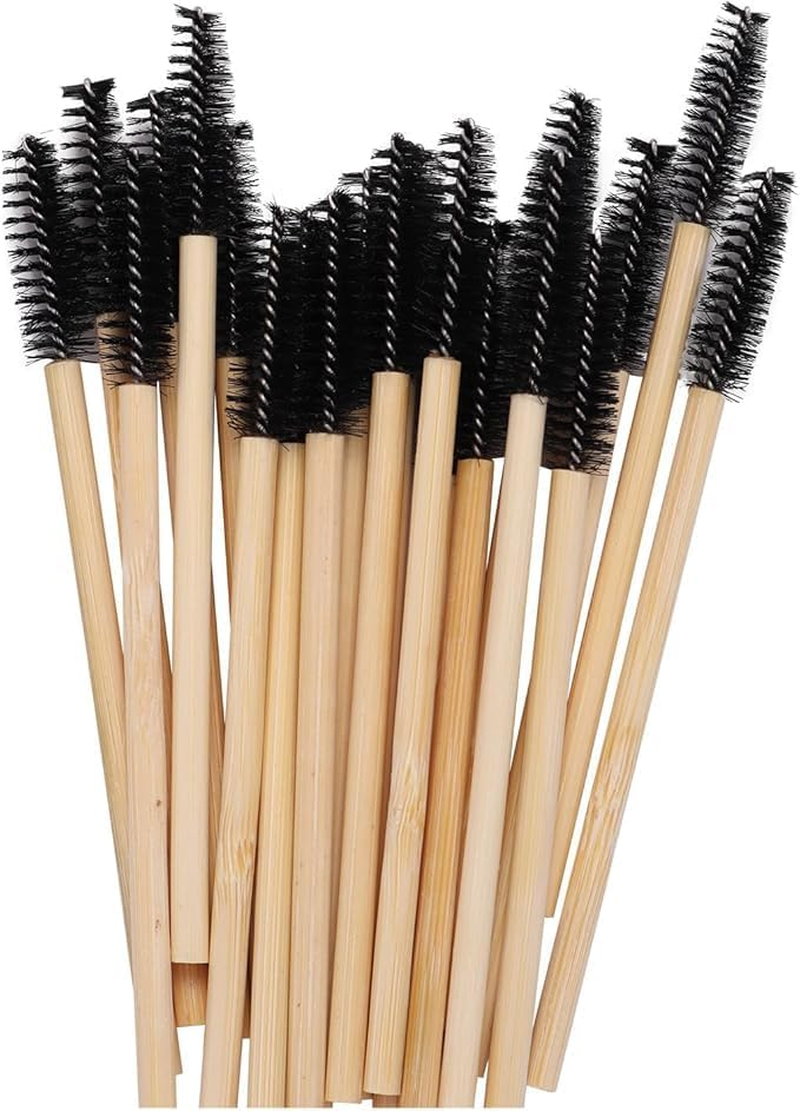 Ksngtixe 100Pcs Disposable Bamboo Eyebrow Brushes - Eyelash Extension & Mascara Applicator Wands, Professional Makeup Brush Set for Lash Styling & Brow Grooming image number 1