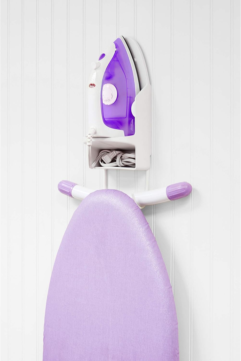 Woolite Wall Mount Iron and Ironing Board Organizer | Dimensions : 6.89" L X 0.98" W X 5.12" H | Heat Resistant | Fits Most Irons | Easy Assembly | White image number 4