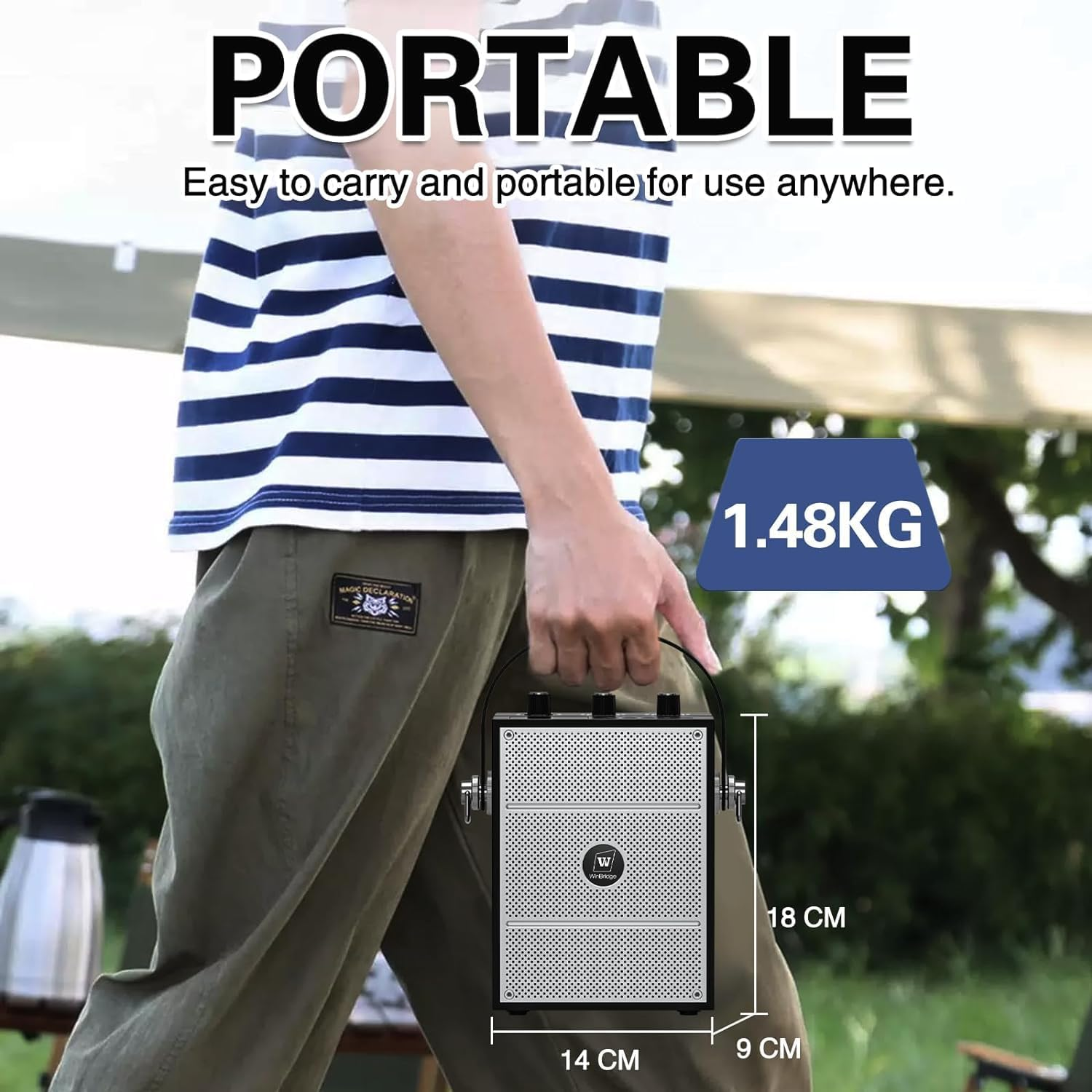 Winbridge Portable Pa Sytem with Wireless Microphone 40W, Bluetooth Speaker and Microphone System, Wireless Voice Amplifier for Teachers, Indoor/Outdoor Events S98 - S98 image number 5