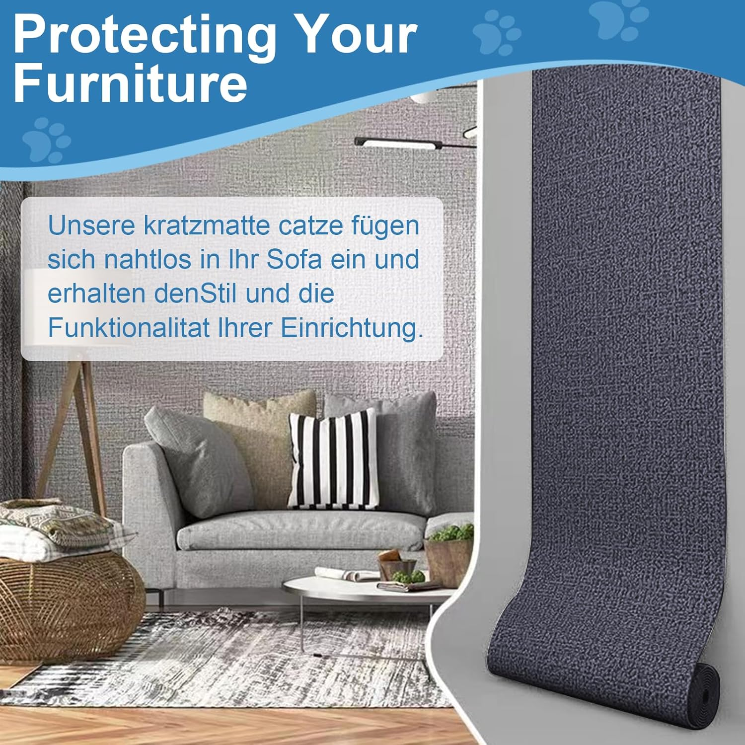 Self-Adhesive Cat Scratching Mat, DIY Cut to Size Scratching Mat for Wall, Scratching Boards for Cat Wall, Pad Cat Scratching Boards to Protect Carpets, Sofa and Furniture image number 5