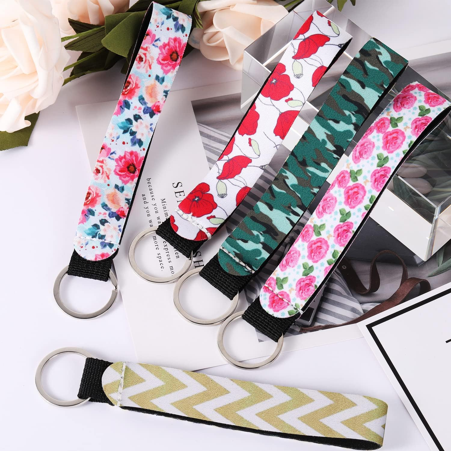 30 Pieces Neoprene Wristlet Keychain Bulk Lanyard Hand Wrist Strap Keychain for Women, as the Picture Shows image number 5