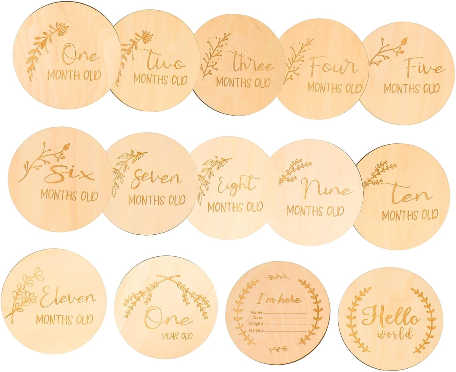 14Pcs Milestone Wooden Sign Newborn Photo Props Growth Decor Nursery Furniture