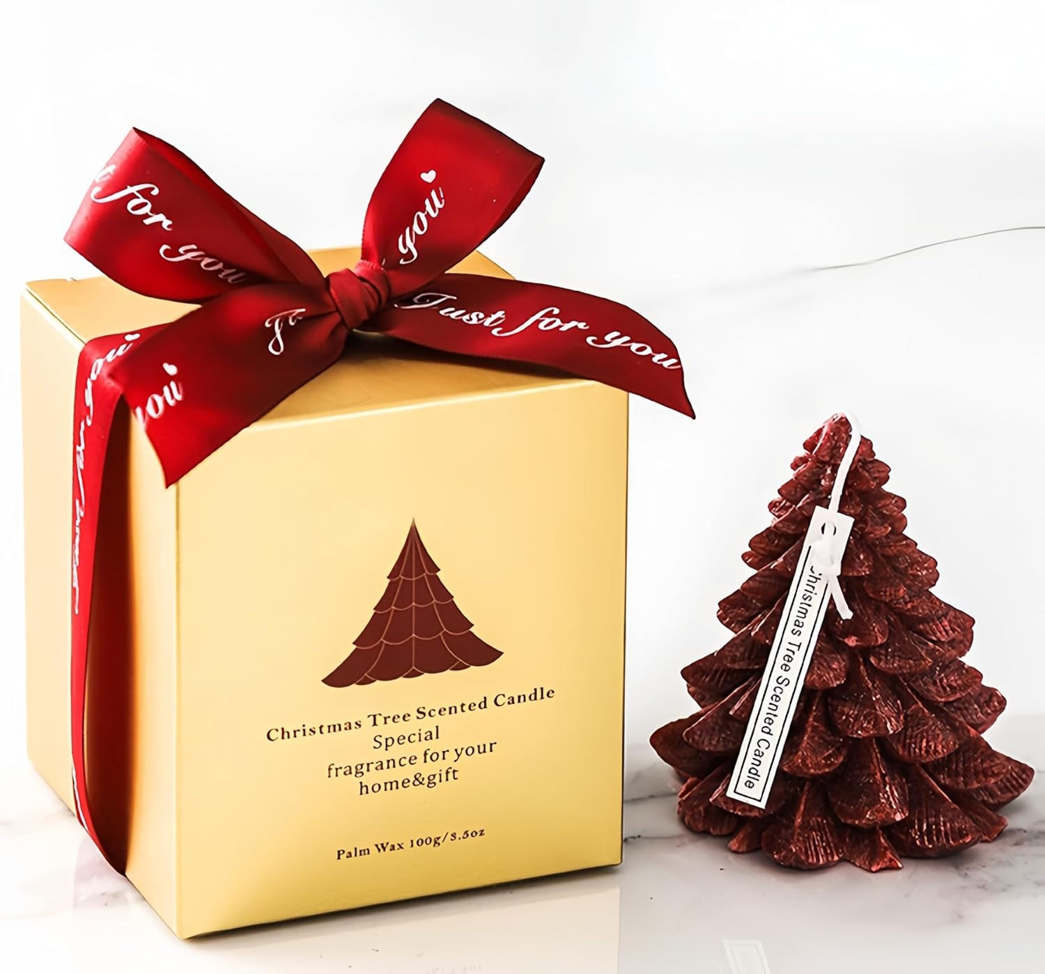 Christmas Tree Candle -Sandalwood Scented Candle 3.5Oz/100G (Red)