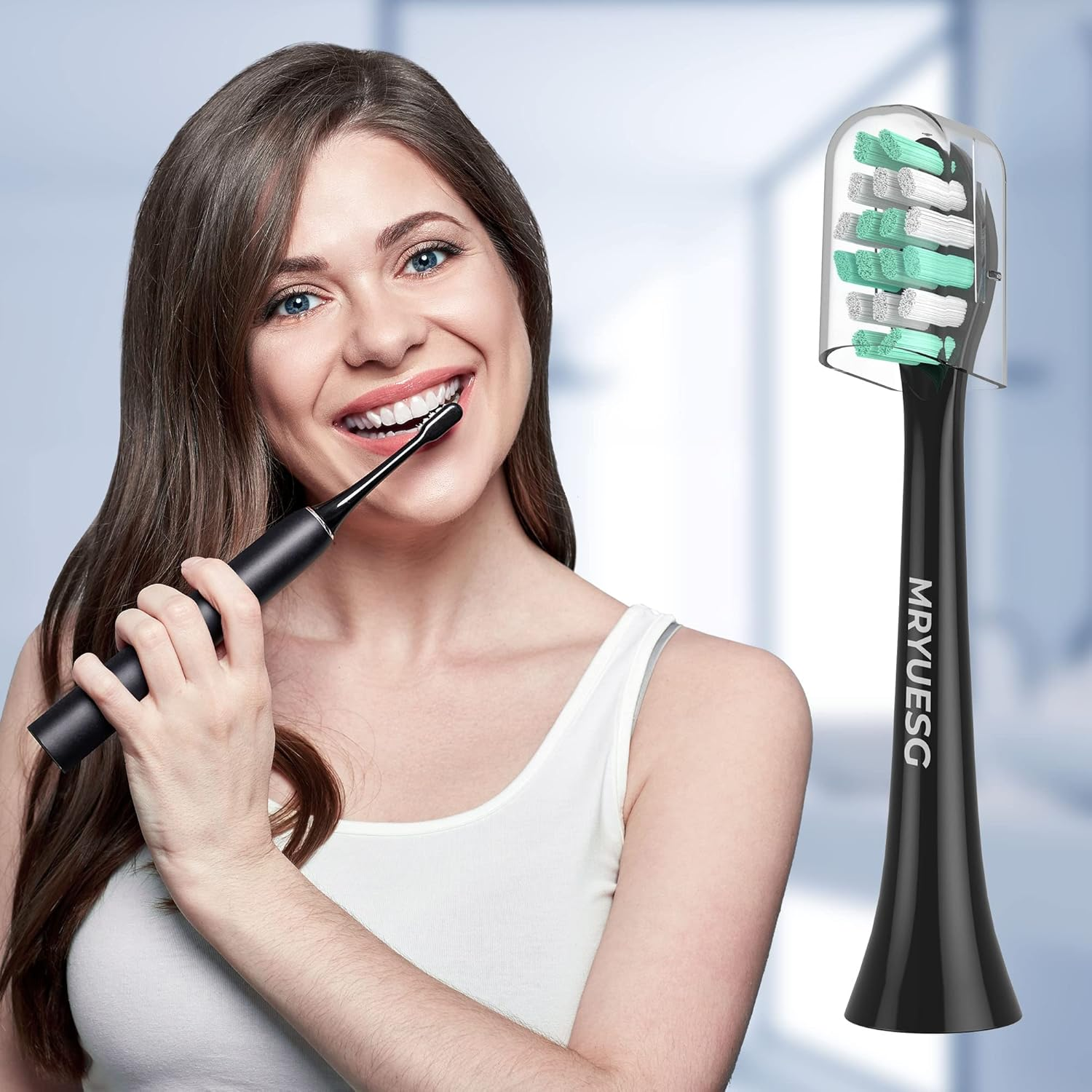 MRYUESG Replacement Heads Compatible with Philips Sonicare 10 Pack, Electric Tooth-Brush Head for Phillips, Black image number 2