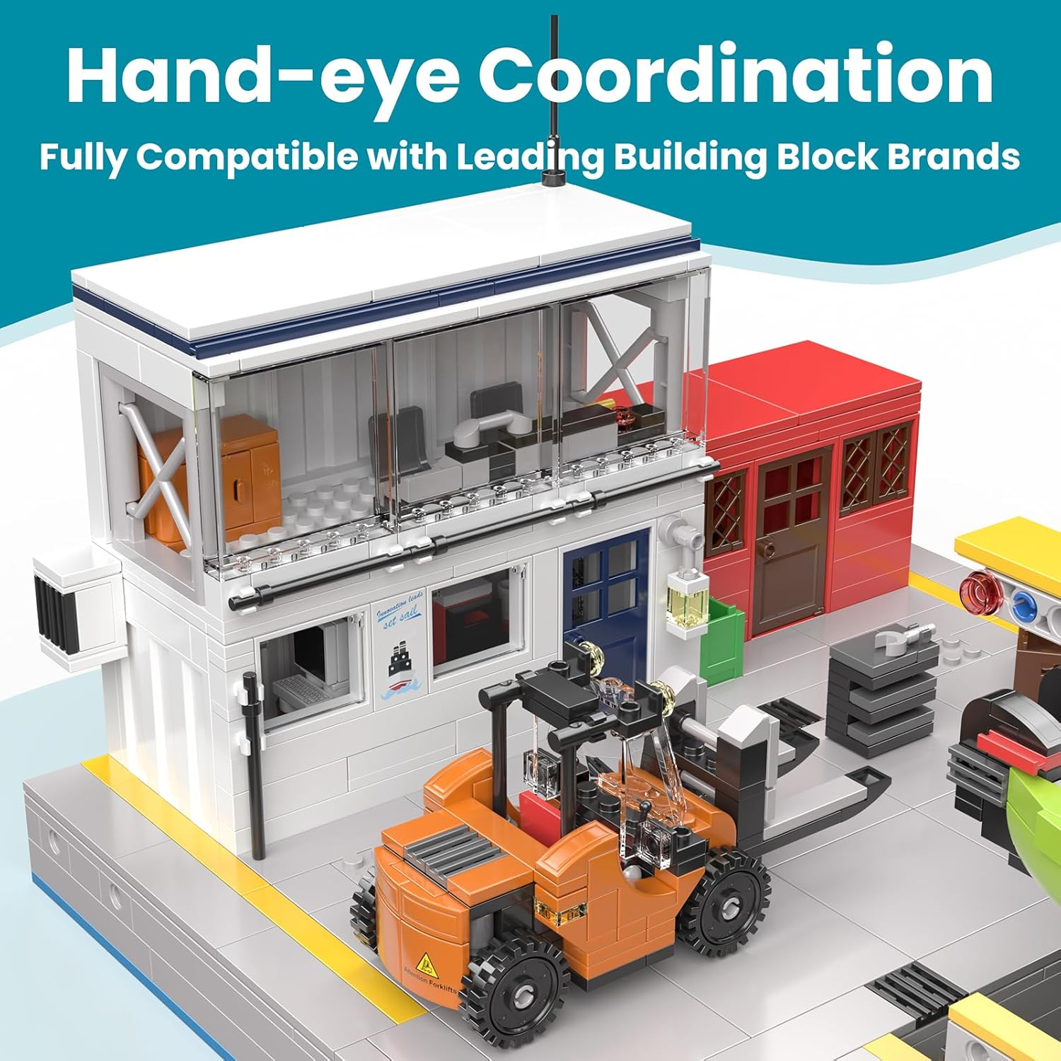 Mould King Ship Repair Factory Kit, Dock Repair Blocks Kits, with Boat, Forklift, Repair Tool, 10142 Kai Factory Model for Children and Adults (1273 Pieces)