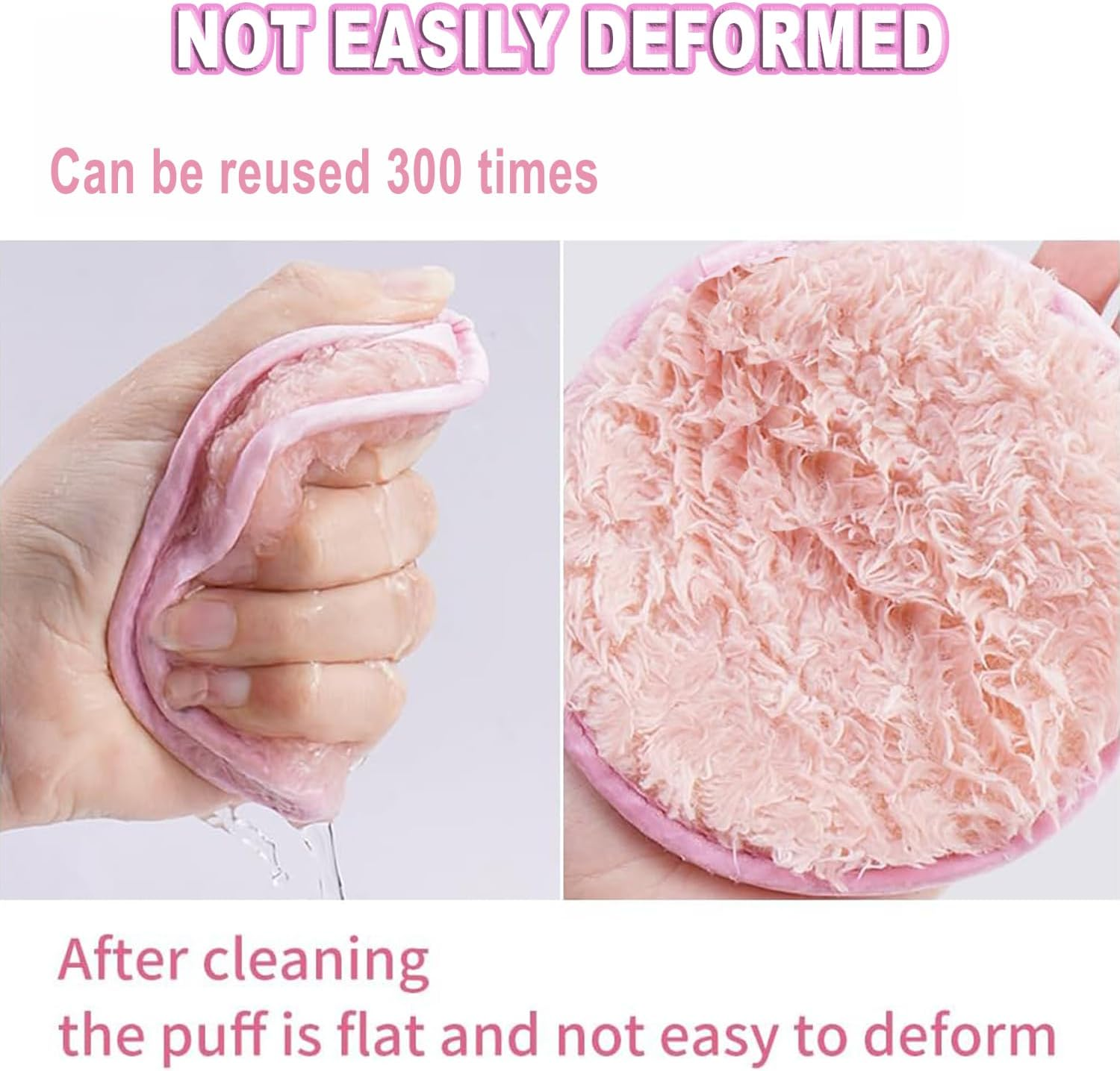 BEANPRECOY Powder Puff and Makeup Sponges Set Reusable Face Makeup Sponge with Strap Wet/Dry Use for Foundation & Powder Fluffy Bow Headband & Absorbent Wristband Used for Washing Face and Skincare image number 4