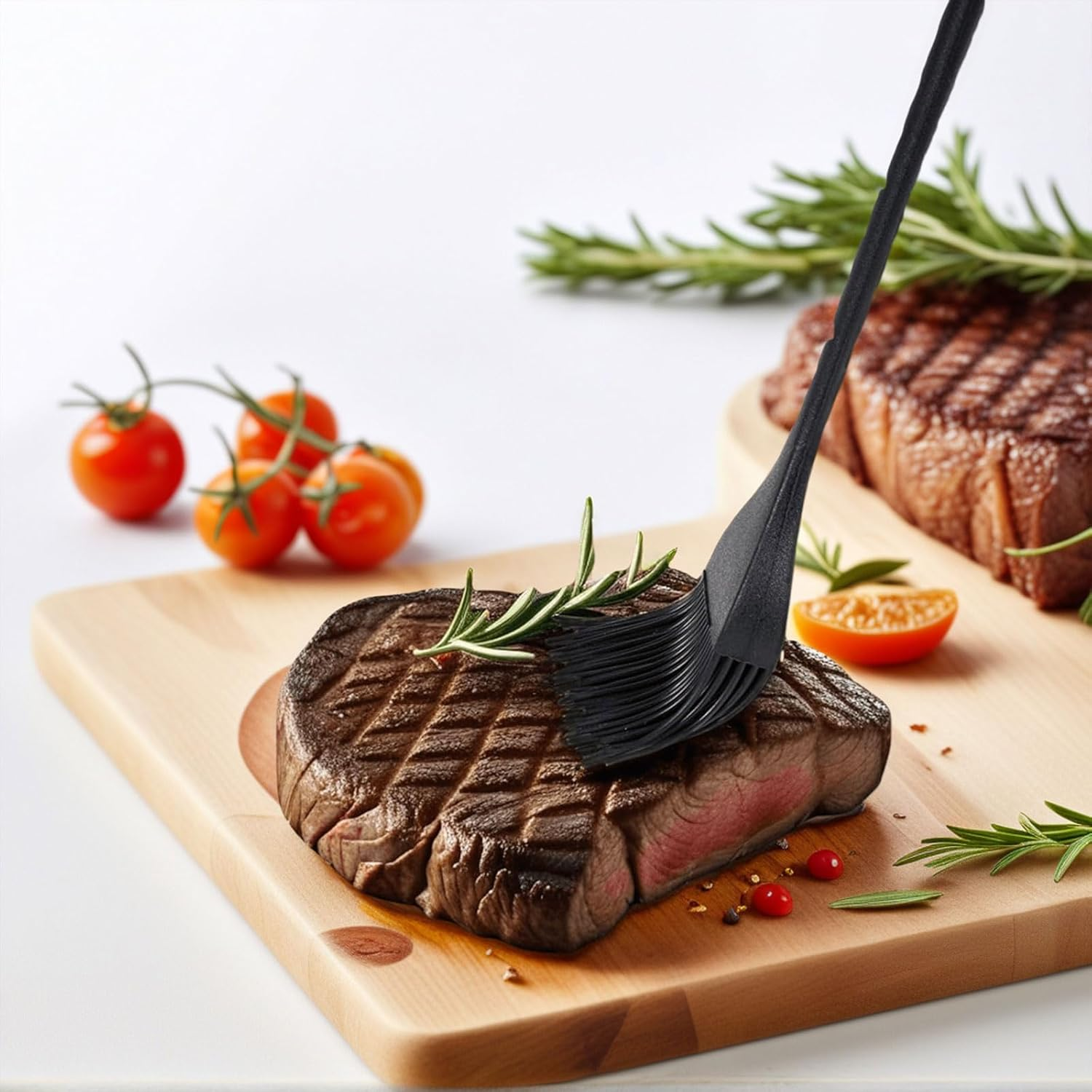 Silicone Brush for BBQ Grilling, Baking & Cooking, 2 Pack, Black, Heat Resistant, Dishwasher Safe - Perfect for Pastries, Meats & More by SZTTY image number 5