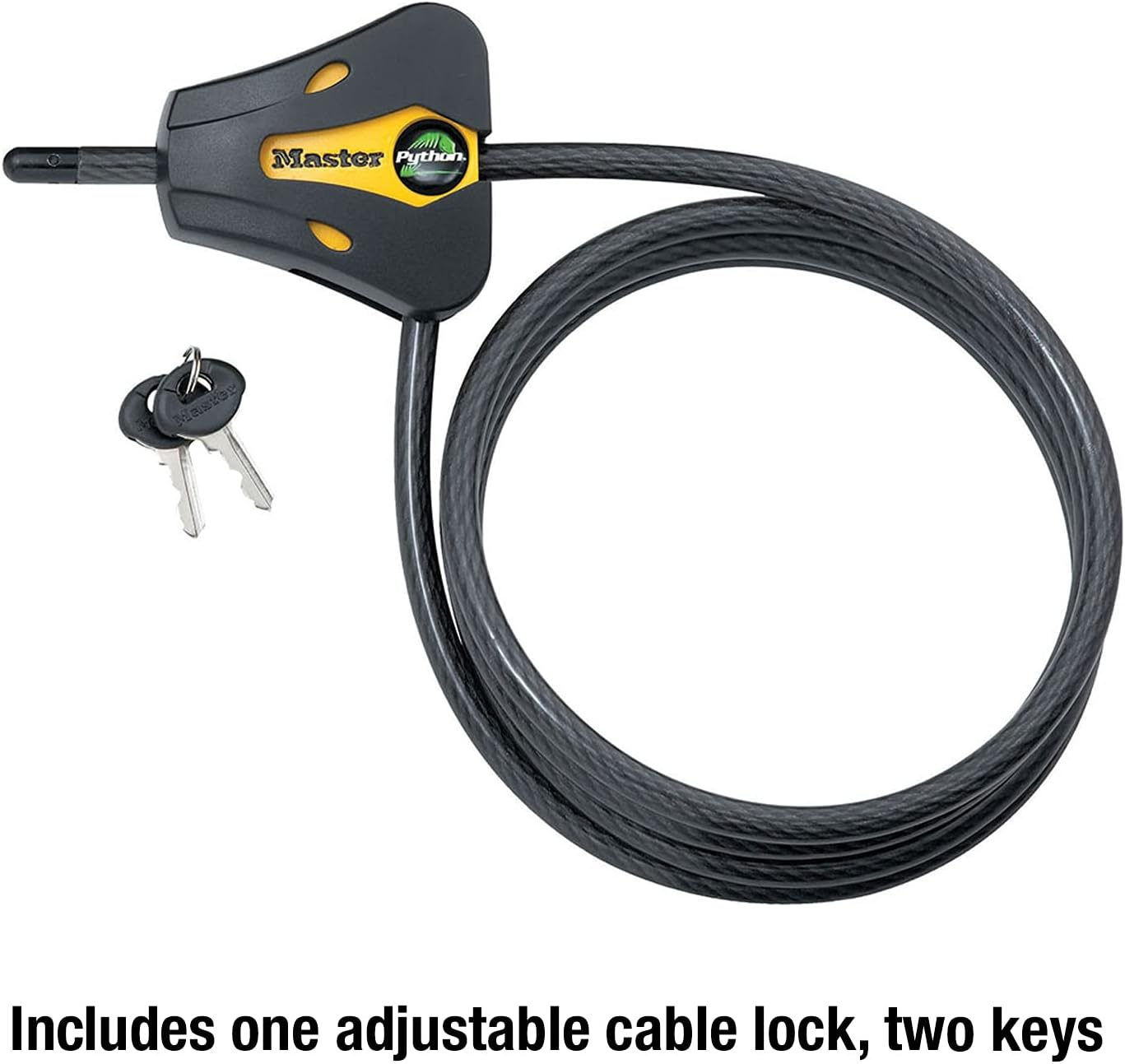 Master Lock Master Lock Cable Lock, Python Adjustable Keyed Cable Lock, 6 Ft. Long, Yellow & Black, 8419DPF, 8419DPF image number 4