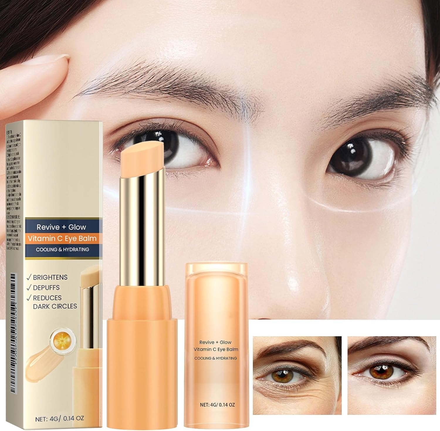 Vitamin C Eye Balm, Reduce the Blackness of the Skin under the Eyes,Hydrating Eye Cream,Reduces Puffiness image number 4