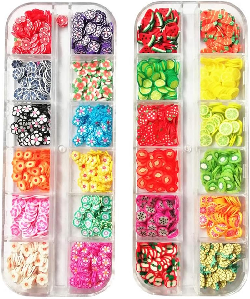 AKOAK 2 Boxes of Crystal Mash Clay Strip Flowers Fruit Slices Apples, Strawberries, Watermelons Nail Crafts Making, Decorations Scrapbook DIY Crafts image number 2
