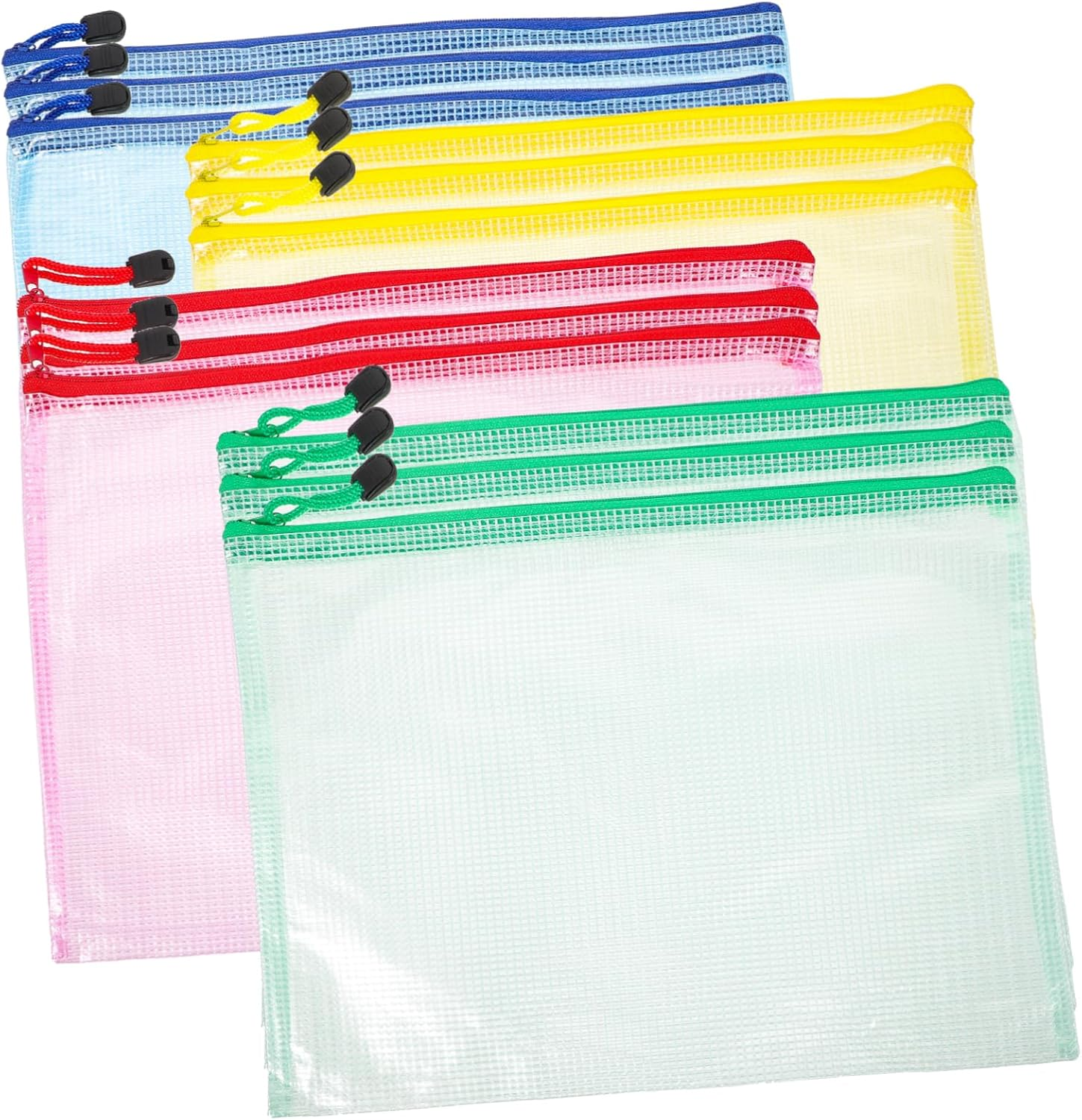 LALAFINA 12Pcs Zipper File Bags Documents Pouches for Office Stationery File Organization and Travel Use image number 3