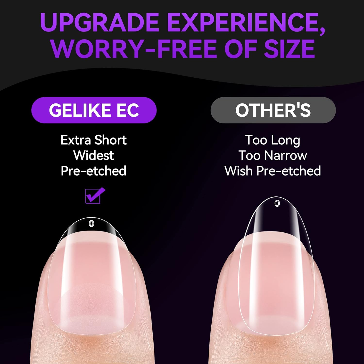 Gelike EC Nail Tips Almond for Salon: Almond Short Soft Gel Nail Tips for Manicure 240 Pcs 18 Sizes