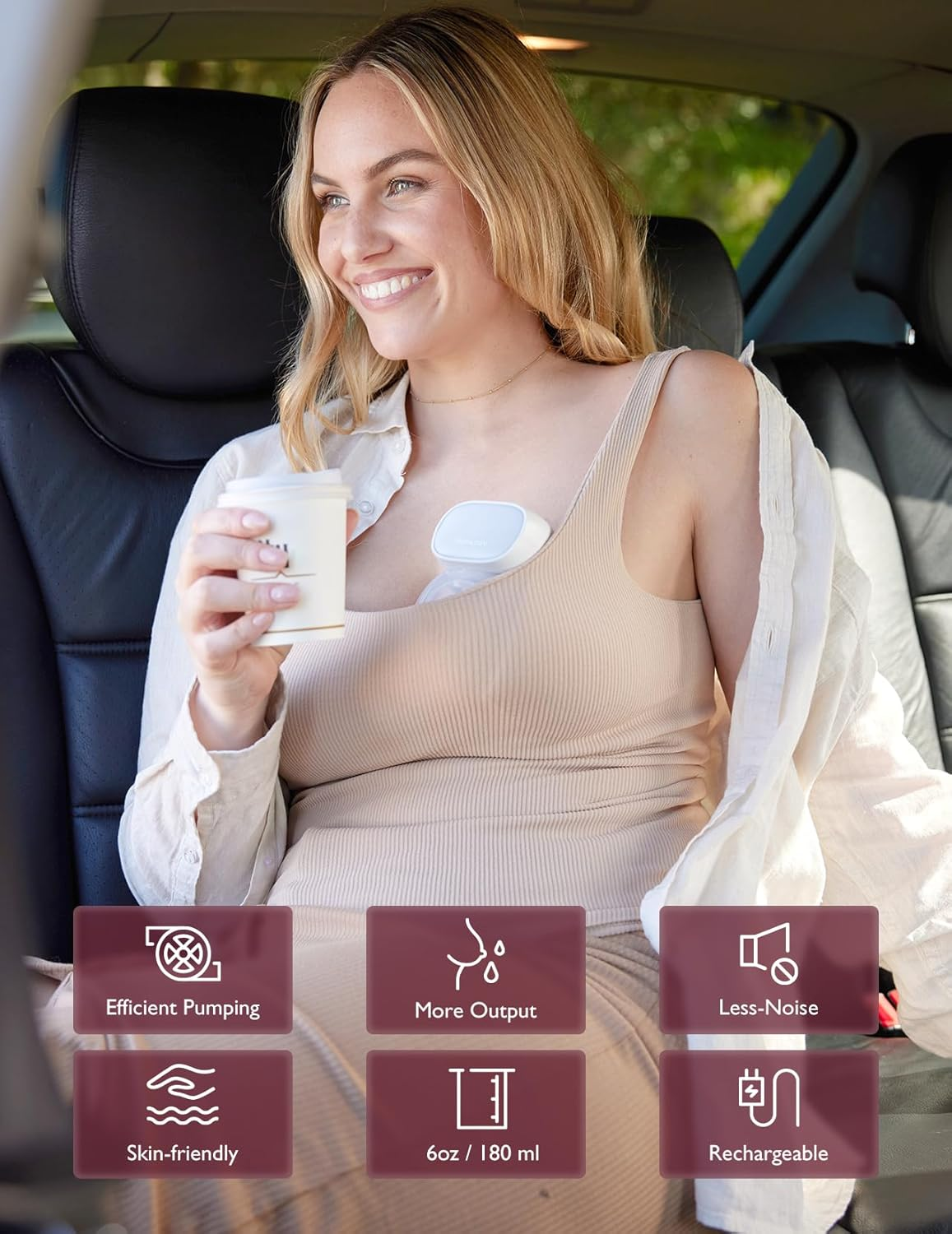Momcozy Breast Pump Hands Free S9 Pro of Longer Battery Life & LED Display, Wearable Breast Pump Double Portable Electric Breast Pump with 2 Modes & 9 Levels - 24Mm, 2 Pack Gray image number 6