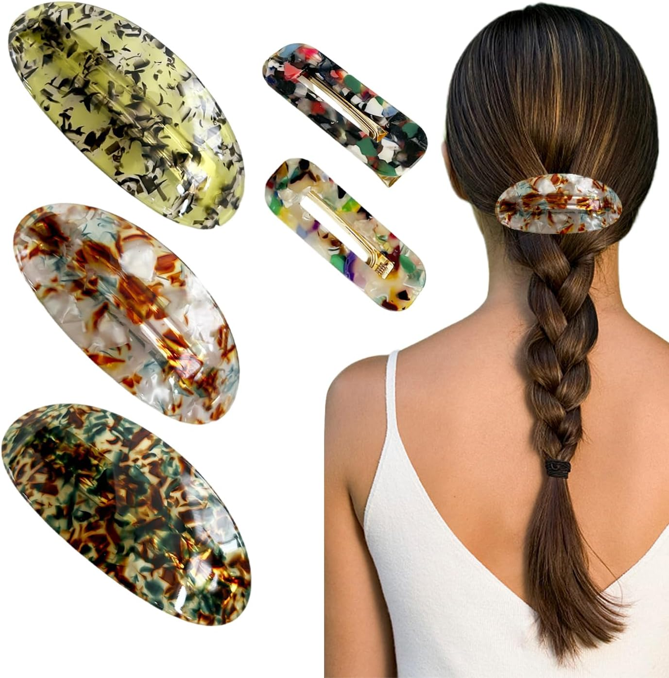 Pack of 3 Half Hair Clips and 2 Square Pony Clips, Women'S Hair Clips, Retro Hair Clips, Elegant Hair Clips, Hairstyle Decoration, Hair Clips, Hairstyle Accessories image number 1