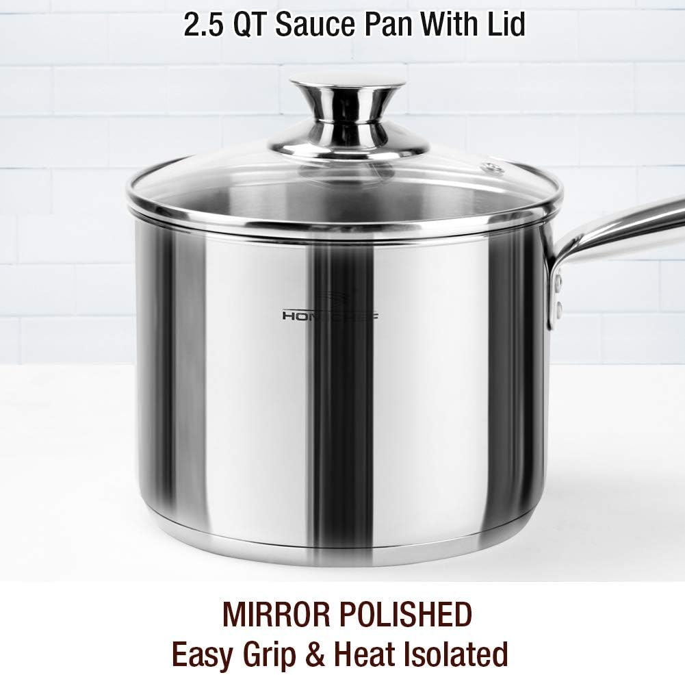 HOMI Chef 14-Piece Nickel Free Stainless Steel Cookware Set - Nickel Free Stainless Steel Pots and Pans Set - Stainless Steel Non-Toxic Cookware Set - Stainless Steel Healthy Induction Cookware Sets image number 6