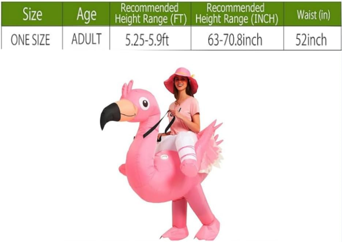 Inflatable Adult Flamingo Costume Riding on Flamingo Air Blow up Funny Fancy Dress Party Halloween Costume for Adult image number 4