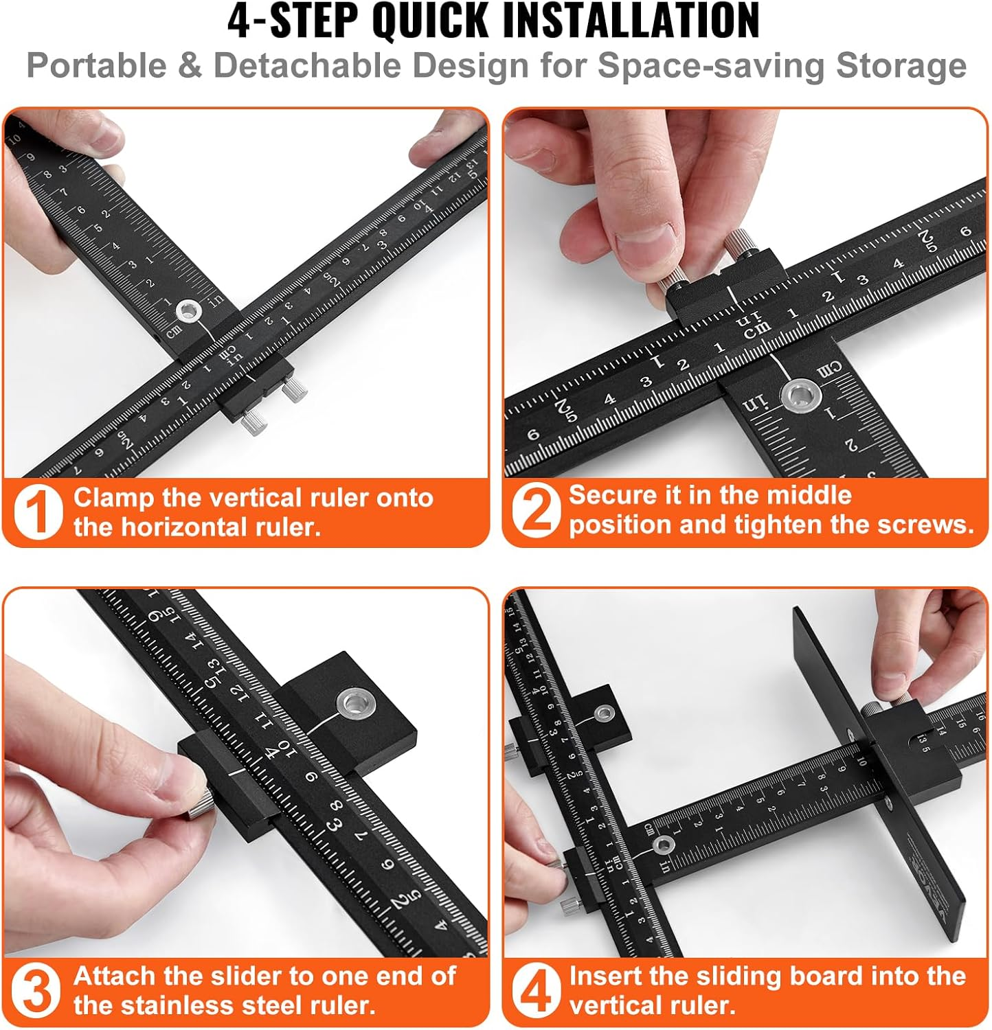 VEVOR Cabinet Hardware Jig, Aluminum Alloy Cabinet Handle Jig with Center Punch, Adjustable Cabinet Hardware Template Tool, for Installation of Door Drawer Front Knobs Handles and Pulls image number 6