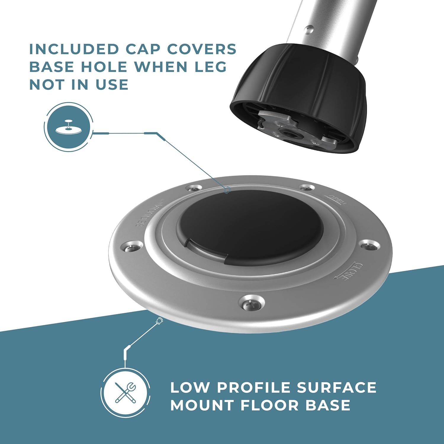 Manufacturers' Select ITC Silver Sequoia III Table Leg System for RV or Boat (25.5") TL4002C-25.5 (B09TBK319N) image number 4