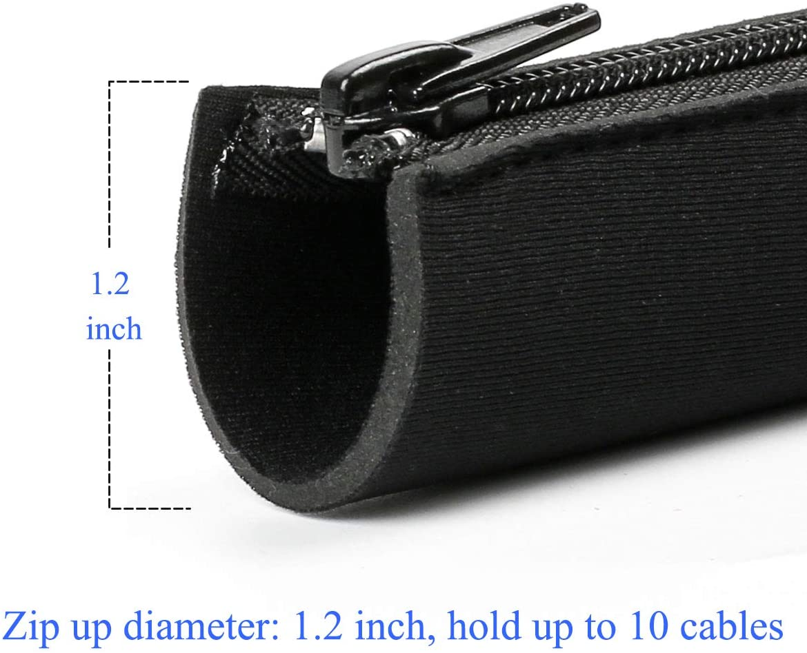 Teskyer Cable Management Sleeves, 20 Inch Cord Organizer Sleeve with Zipper, 4 Pack Wire Wrap Covers, Cable Organizer Sleeves for TV, Computer, Office, Home Entertainment, Black image number 4