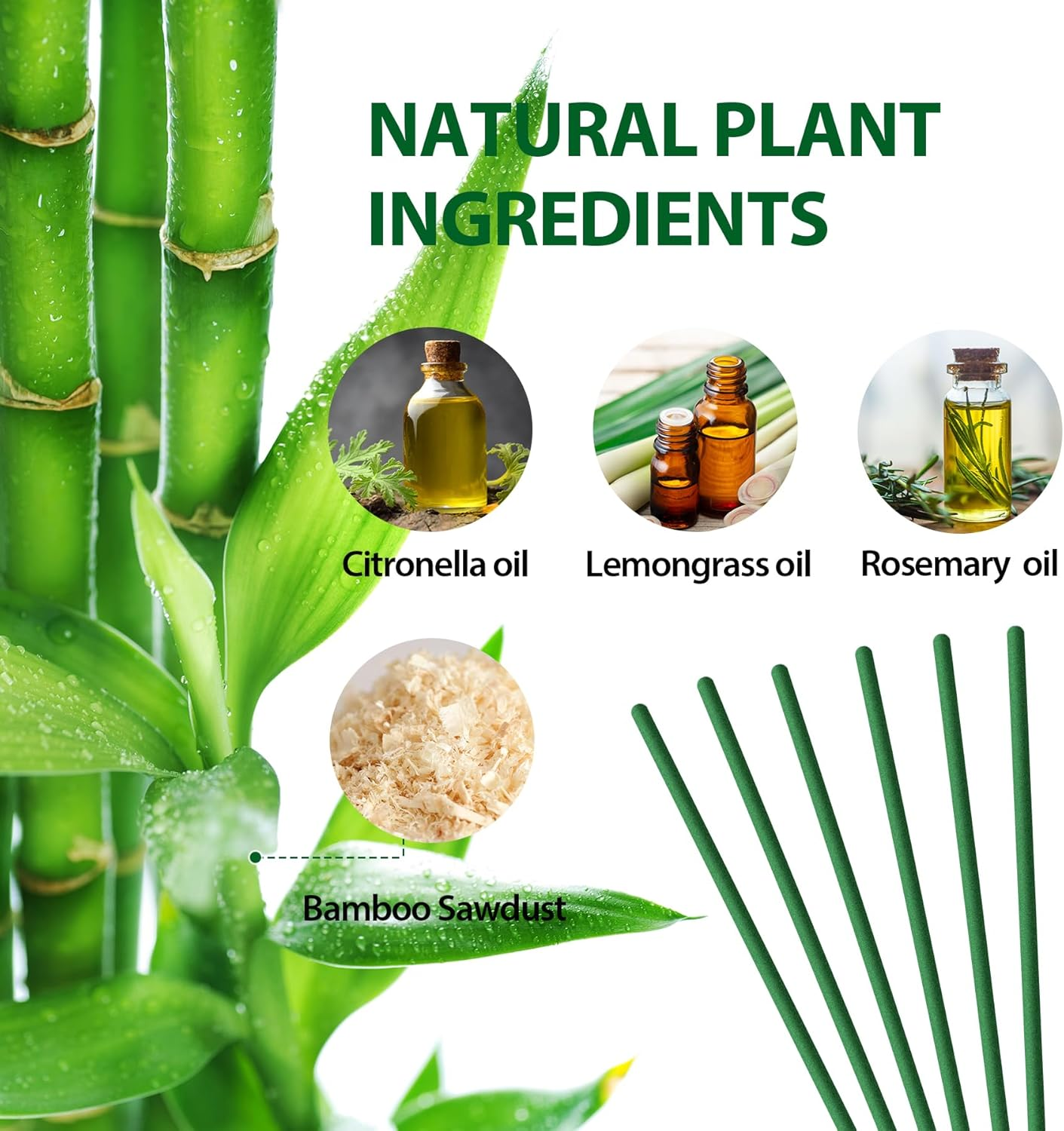 KICKOUTOR Mosquito Repellent Outdoor Patio 120 PCS Citronella Oil Mosquito Incense Sticks Natural Organic Mosquito Barrier Mosquito Repeller for Backyard Travel Camping Indoors Gnat Mosquito Control image number 2