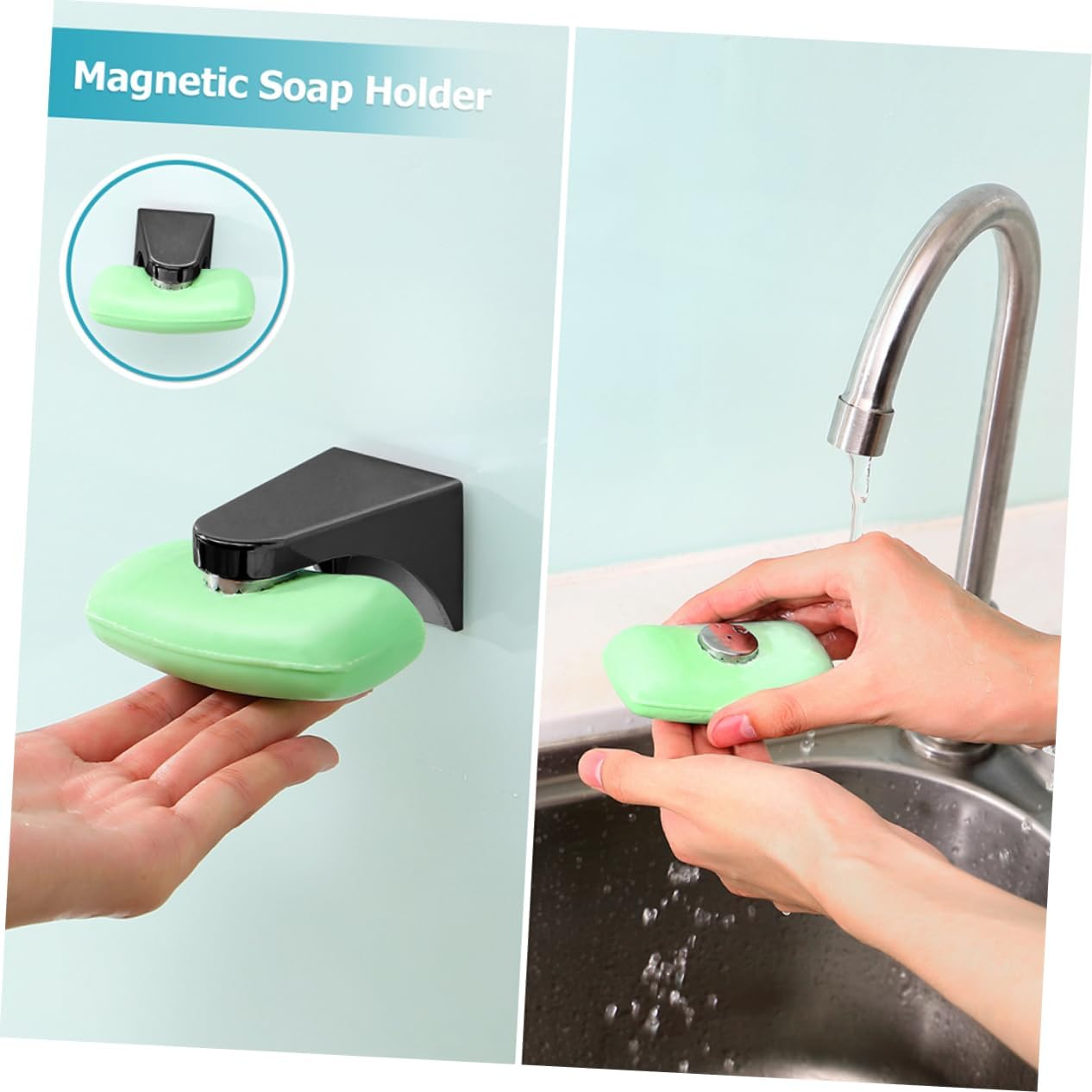 ERINGOGO 2Pcs Magnetic Soap Racks Wall Hanging Soap Holder for Bathroom Shower Storage Rack Easy to Use Clean image number 2