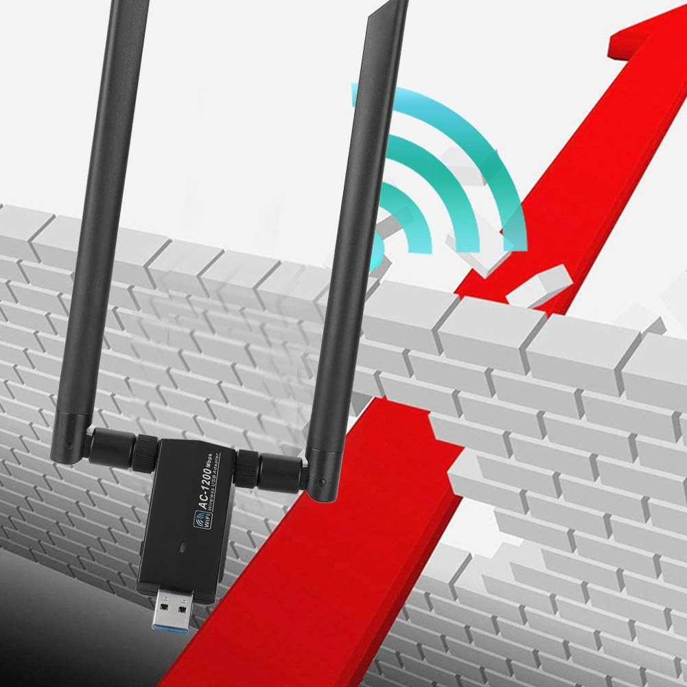 USB Network Card,Rtl8812Au AC USB 2.4G/5.8G Dual-Band Wifi Dongle Adapter,Support WPA/WPA2/WEP/802.1X/WMM Data Encryption,Wireless Network Card with Strong Anti-Interference Ability image number 1