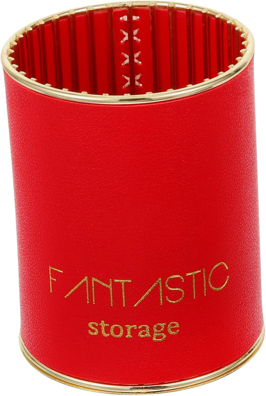 SECFOU Stylish Makeup Brush Storage Tube Desk Organizer Storage Box Leather Pen Holder image number 6