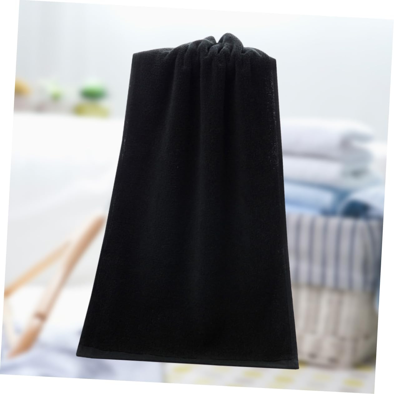 SHOWERORO Cotton Black Face Towel Fast Drying Highly Absorbent Extra Large Hotel Quality Towel for Home Spa Travel image number 3