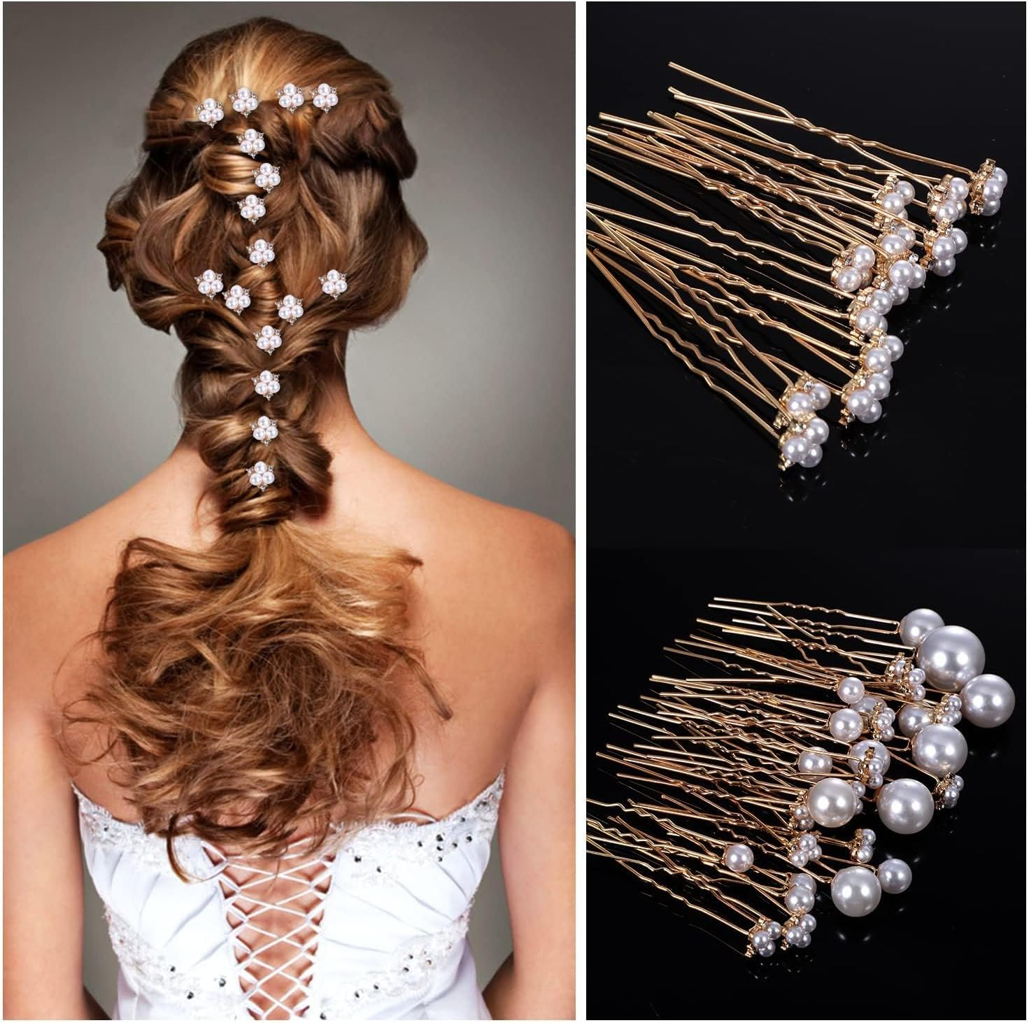 16 Pcs Wedding Pearl Hair Pins, Bridal Hair Pins U Shape Hair Accessories Barrette for Bride Bridesmaid Women Girls Silver