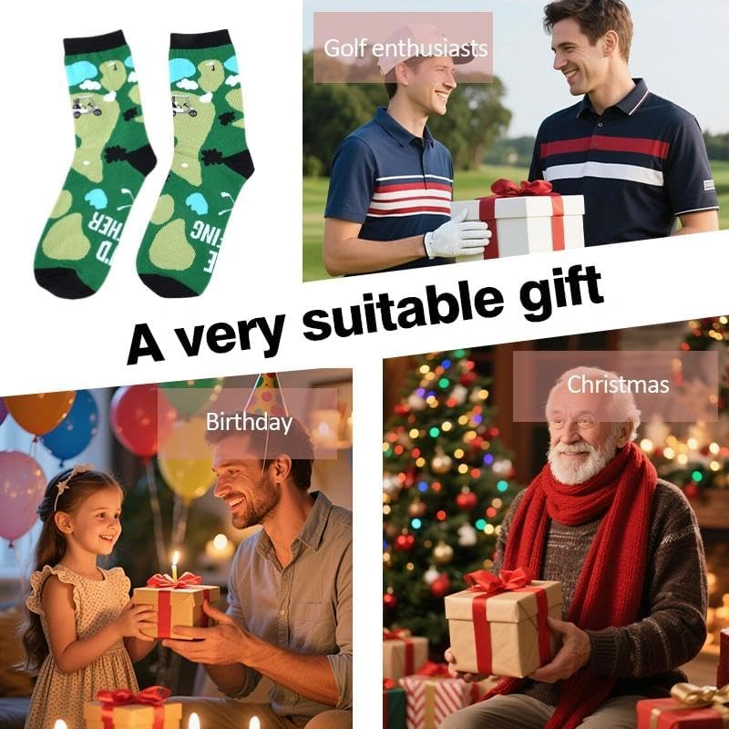 Funny Socks for Men Golf Pickleball Lover Gifts for Uncle Grandpa Dad Birthday Holiday Presents for Pickleball Golf Person Present for Boyfriend Husband - Orange image number 2