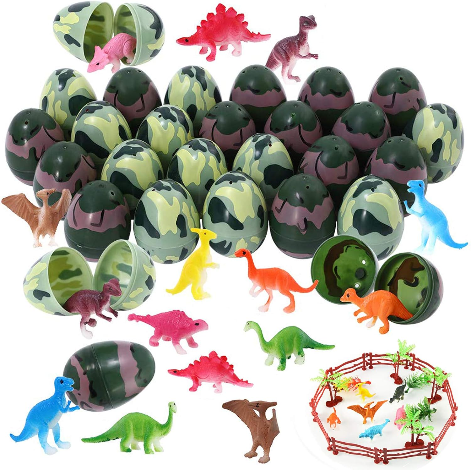 24 Pcs Easter Eggs Filled with Mini Dinosaur Figure Toys,Dinosaur Easter Eggs for Kids Easter Theme Party Favor, Easter Eggs Hunt, Easter Basket Stuffers Fillers. image number 3