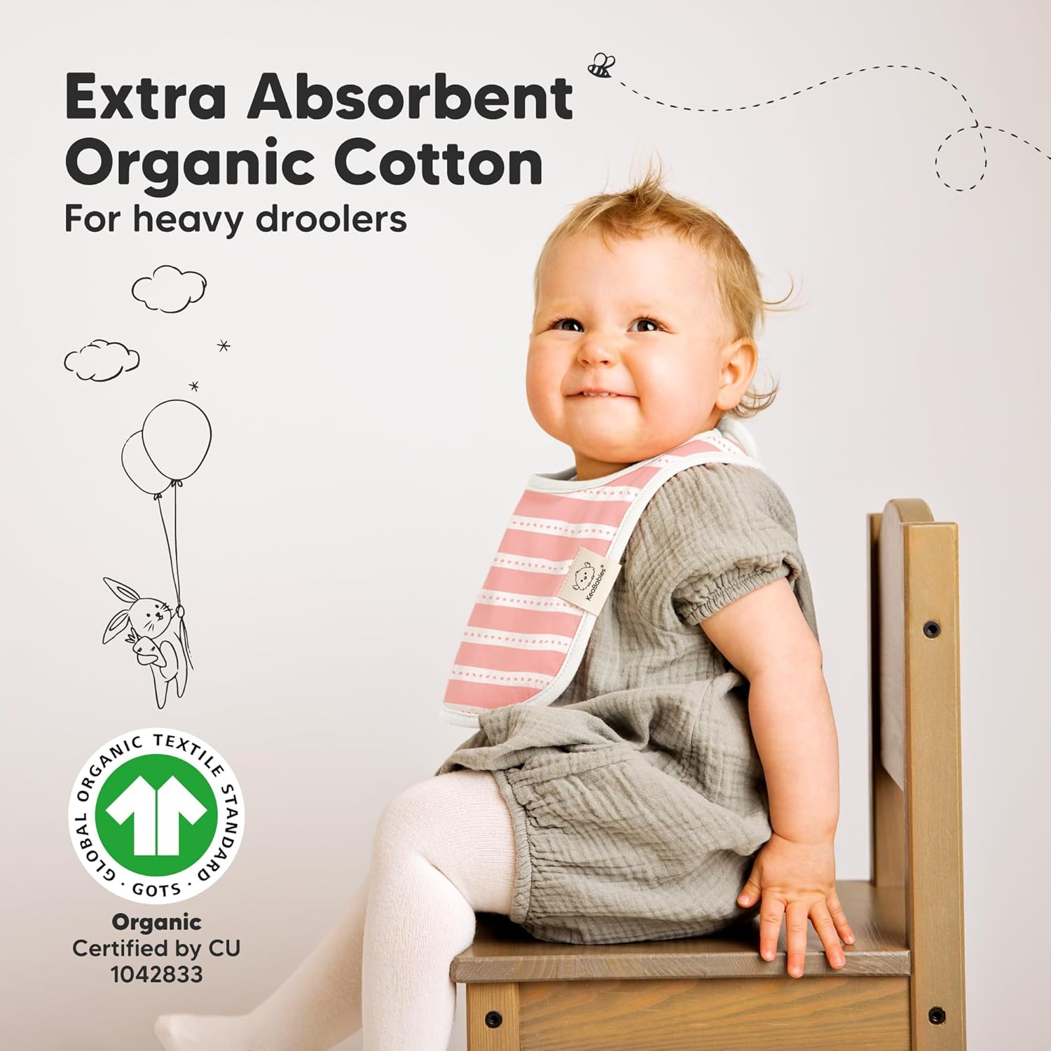 Organic Baby Bibs for Boys & Girls - Organic Cotton Teething Bib - Newborn Bibs for Baby Girl, Boy - Infant Bibs - Machine Washable Newborn Cloth Bib 0-24 Months Baby Drool Bibs (Sweet Charm) - Dawn image number 4