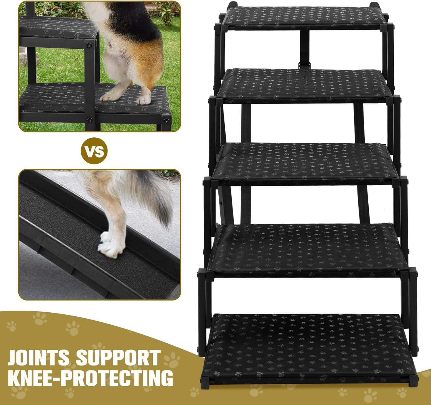 Dog Stairs for Car - Foldable Dog Ramps for Large Dogs with Non Slip Surface, Portable Dog Steps for Cars and SUV, Truck, Support up to 200 Lbs image number 5