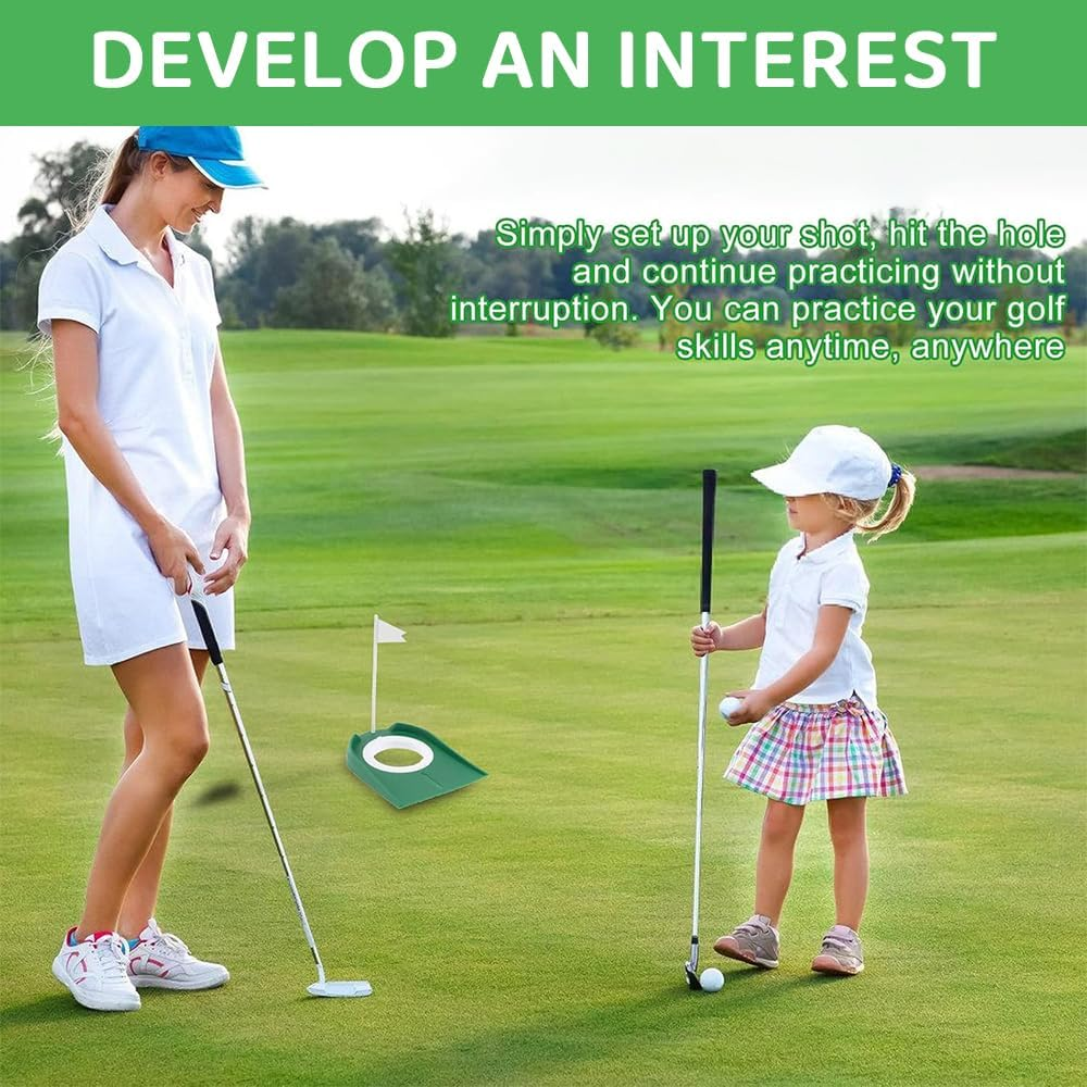 4 Pack Golf Putting Cup Set with Flags &ndash; Indoor & Outdoor Golf Hole Training Aids, Portable Practice Cup with Plastic Flagsticks for Home, Office, Backyard, Garage image number 4