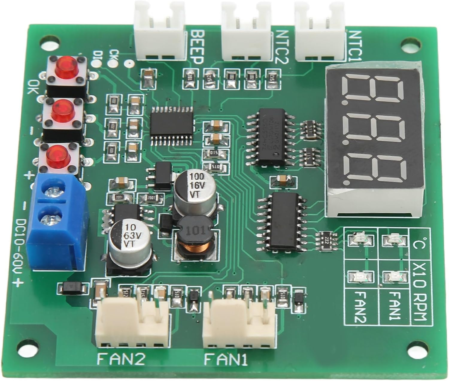 Dual PWM Channel Fan Channel Controller PWM Controller Internal Fan Speed for Internal Components of The, DC10-60V