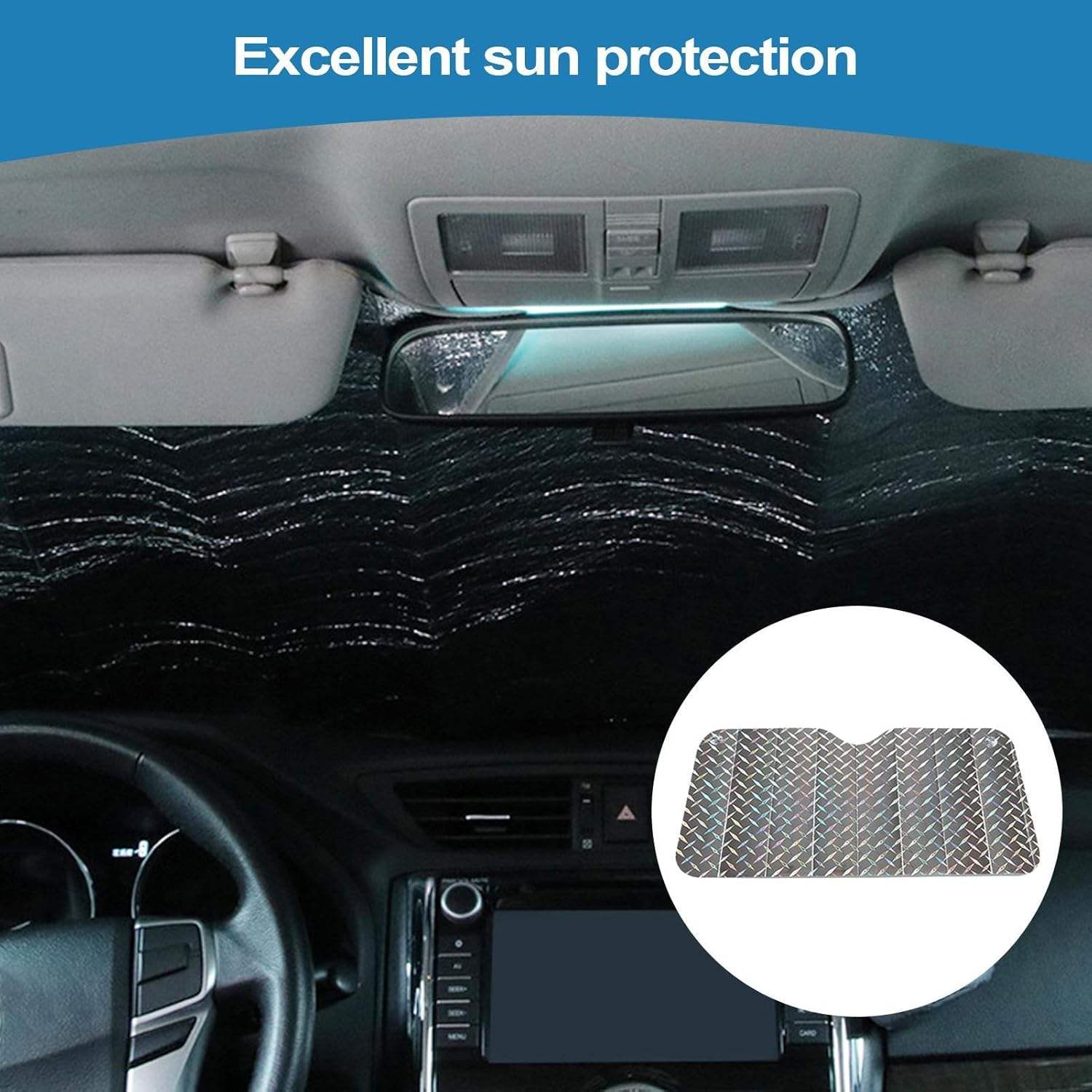Windshield Sun Shade - 130 X 60 Cm Sunshade for Car Windshield | Front Window Sun Shade | Block UV Rays and Heat for Auto | Vehicle Accessories | Automotive Interior Protection | Film, Cardboard, Foam