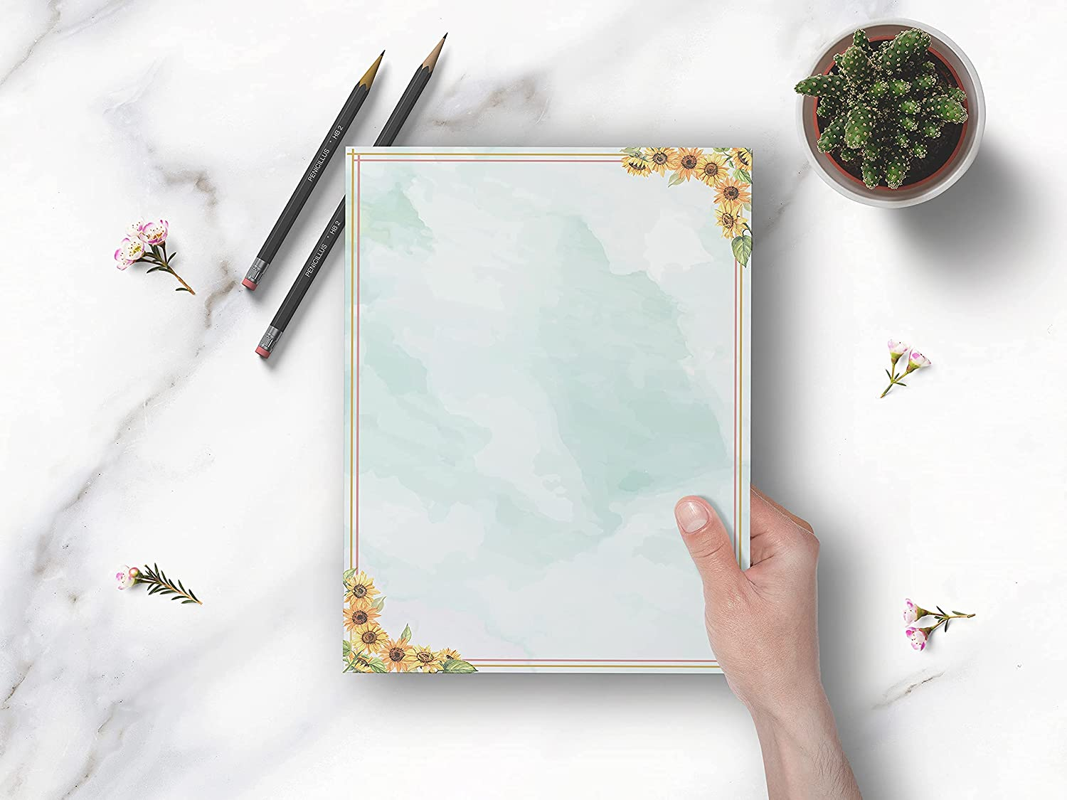 Better Office Products Stationery Paper, 100 Sheets, Floral Letter Writing Stationery, Letter Size 8.5 X 11 Inch, 6 Unique Double Sided Designs, 100 Pack