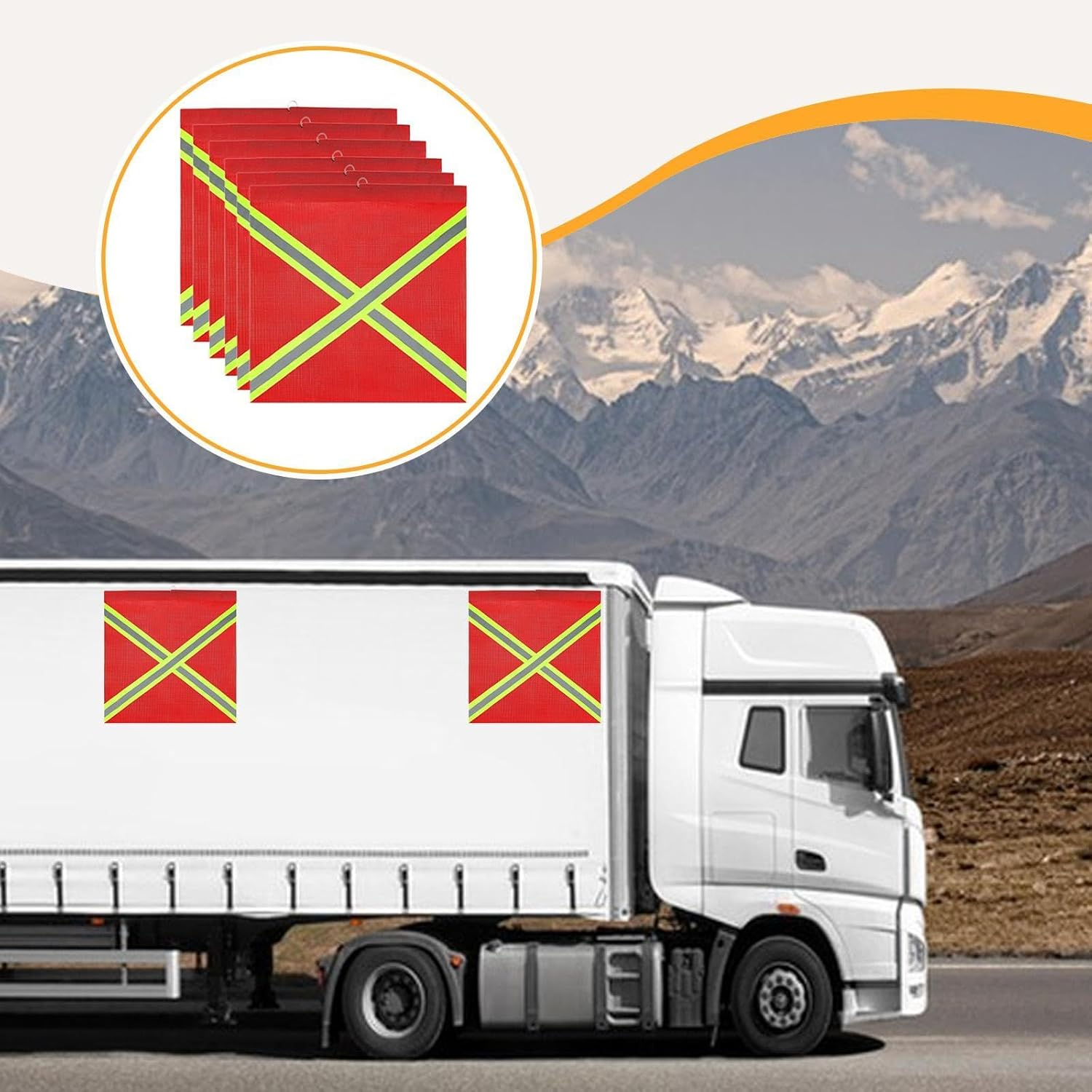 Frediuo 6 Pieces Truck Security Flags Warning Signs, Easy to Install, Mesh High Visibility Tow Flags Weatherproof for Kayak Boat image number 6