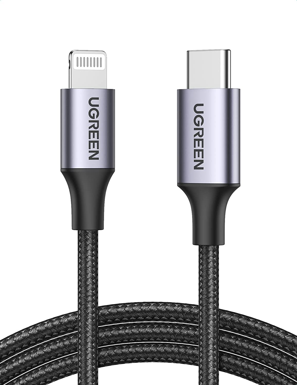 UGREEN USB C to Lightning Cable 3M, Apple Mfi Certified Nylon Braided Cord, Fast Power Delivery Iphone Charger, Aluminium Case, for Iphone 14 Pro Max/13/12, Ipad Pro/Air/Mini, Airpods, Grey image number 4