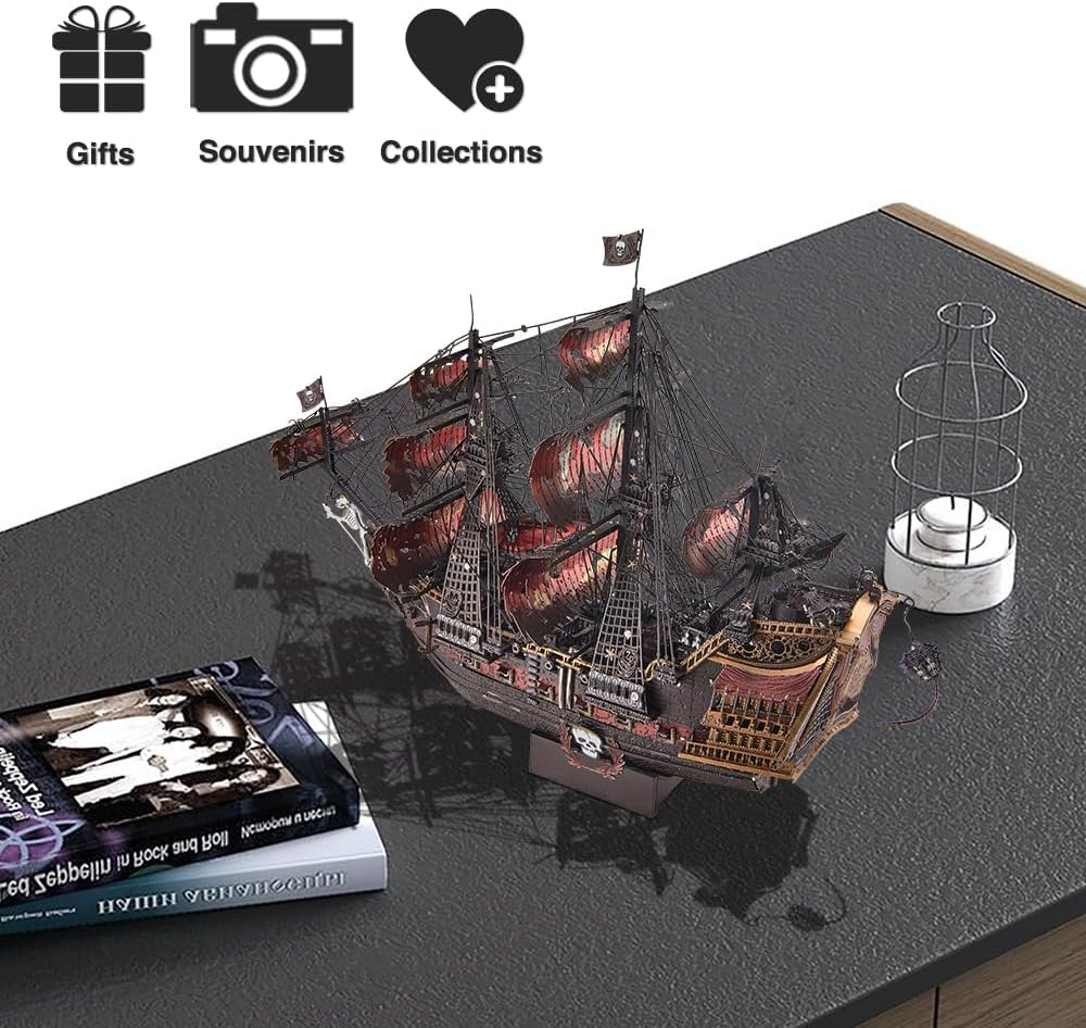Piececool 3D Metal Puzzles the Queen Anne'S Revenge Pirate Ship DIY Jigsaw Assembly Model Kits for Adult image number 6