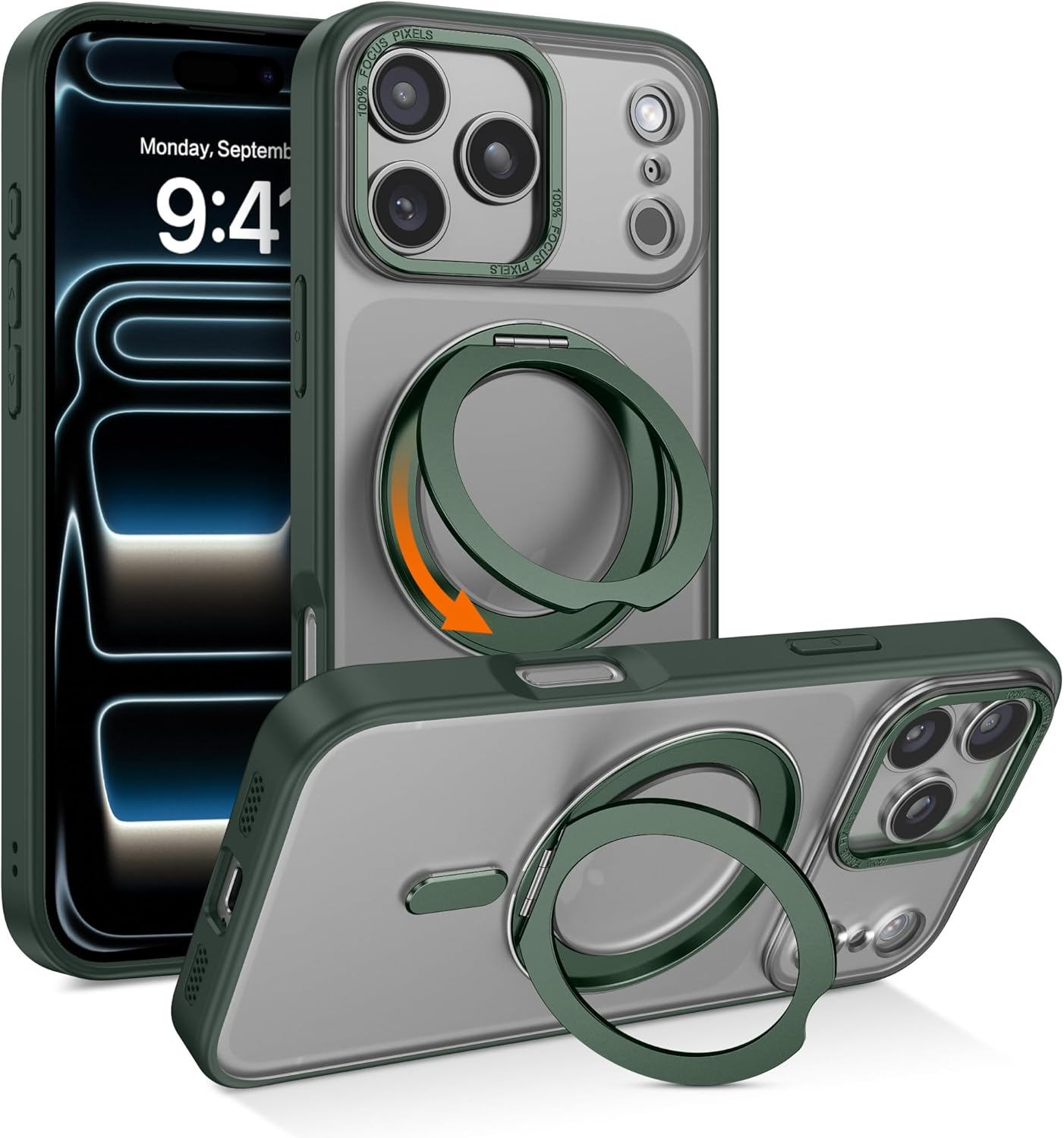 YINLAI for Iphone Air Case 6.5-Inch, Magnetic Compatible with Magsafe, with 360&deg; Rotatable Ring Stand, Anti-Fingerprint Skin-Friendly, Shockproof Full-Body Protective Iphone Air Case, Black