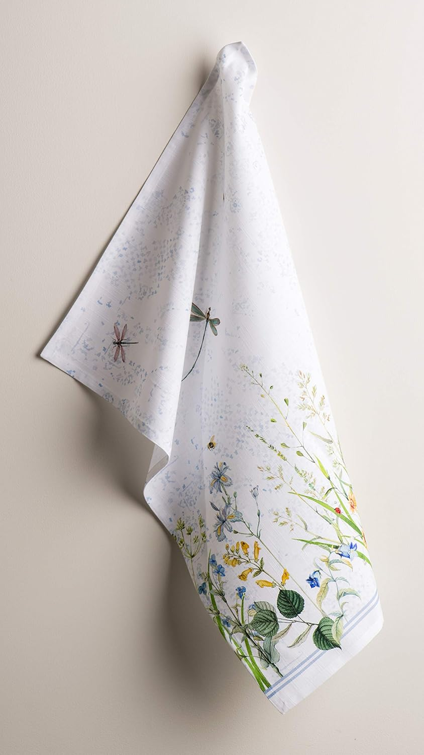 Maison D'Hermine Kitchen Towels Set of 3 100% Cotton 27.50" X 20" Reusable Cloth Tea Dish Towels Absorbent with Hanging Loop for Kitchen, Home, Dining, Cocktail Parties Spring/Summer (Fleurs De Mai) image number 2