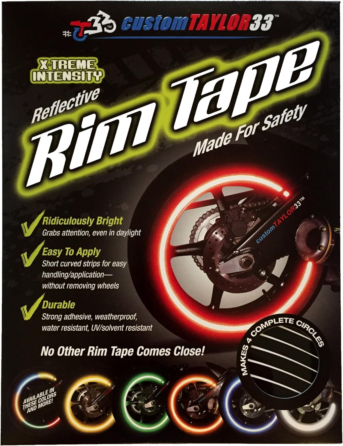 Customtaylor33 (All Vehicles Black Engineering Grade Reflective Copyrighted Safety Rim Tapes (Must Select Your Rim Size), 16"/19" (Combination Rim Size) image number 1