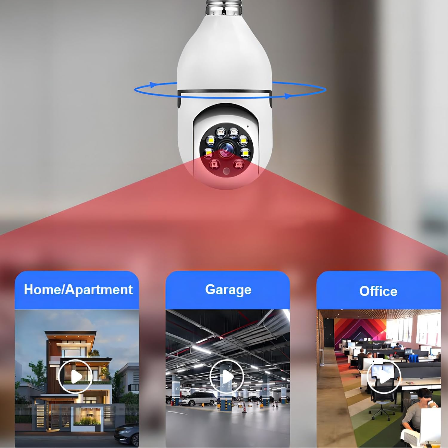 Mengshen 3MP Bulb Security Camera, Wifi Wireless 2.4Ghz 360&deg; Degree with Motion Detection, APP Alert Suitable for Indoor Use image number 3