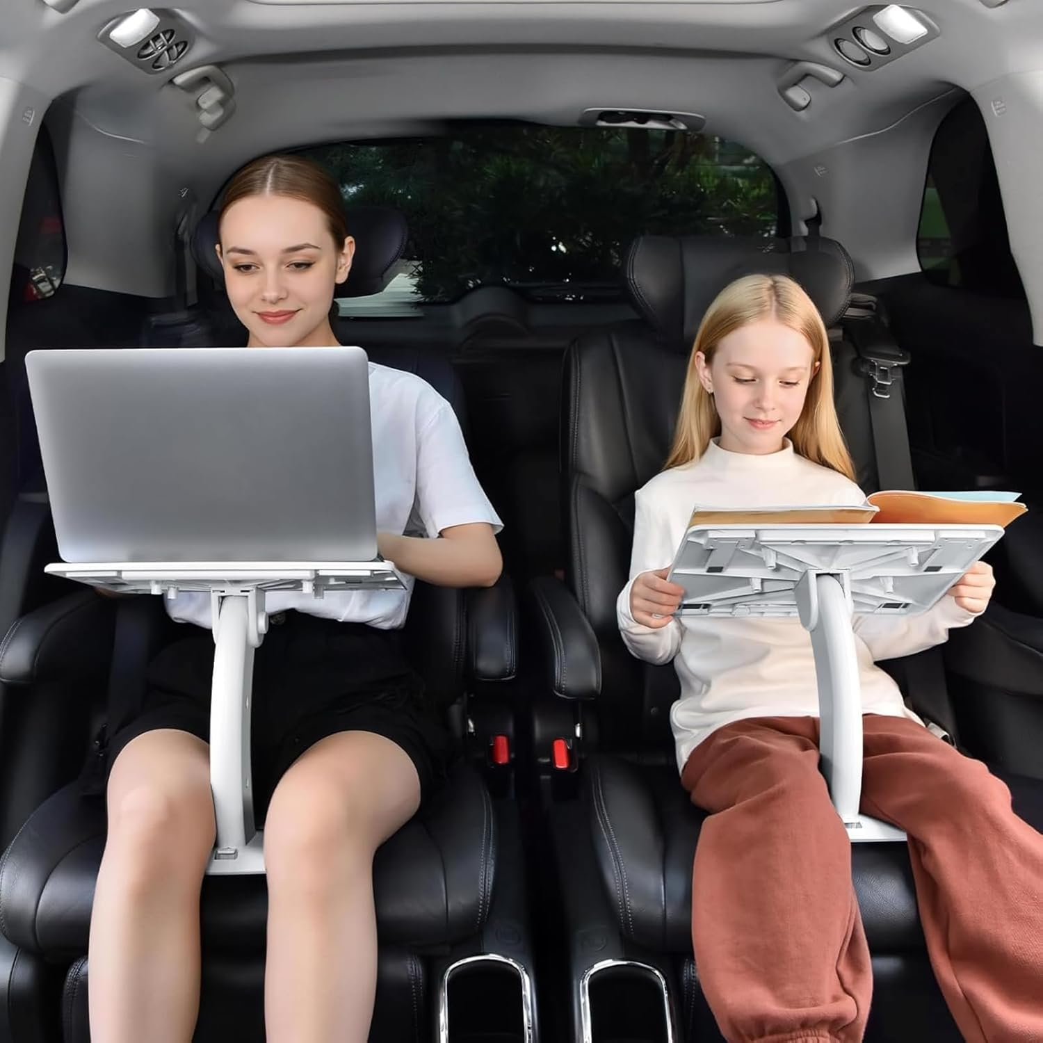 Car Seat Tray Table, Adjustable Travel Tray for Kids/Adults, Car Lap Desk for Laptop Computer Tablet Book, Front Passenger/Rear/Driver Seat Food Eating, Essentials Accessories for Long Trips image number 1