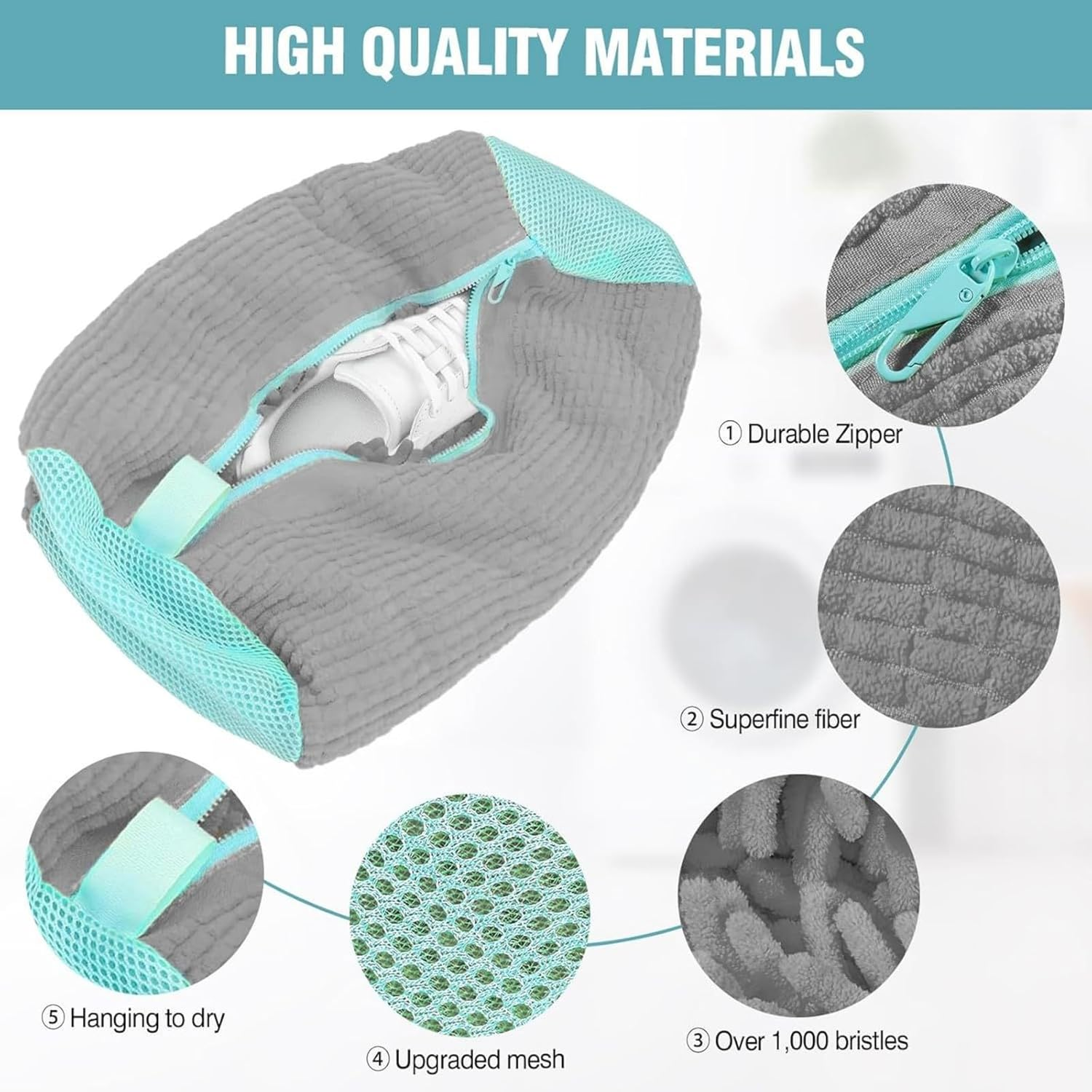 Vbvbip 2-Pcs Shoe Wash Bag for Washing Machine | Laundry Bag for Sneakers & Shoes &ndash; Reusable Shoe Cleaning with Durable Zipper,Protects Shoes in Washer & Dryer image number 1