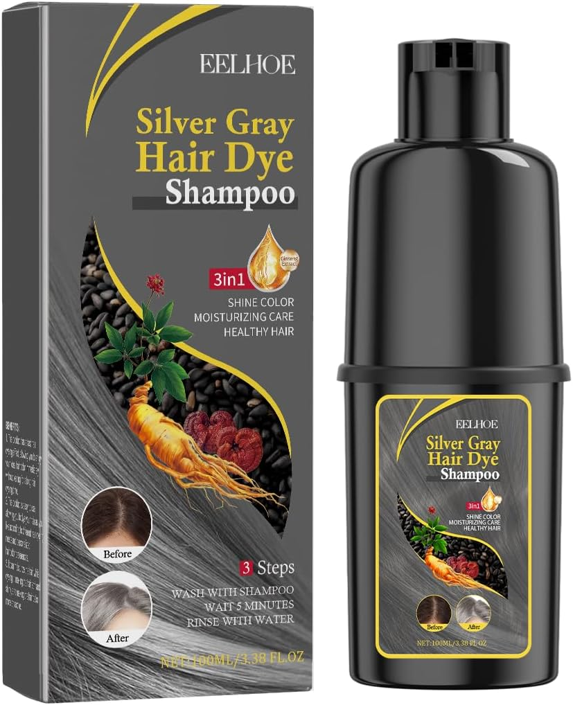 Hair Dye Shampoo Quick Coloring and Moisturizing Formula for Soft and Shiny Hair Easy Use for Personalized Color Needs (Grey)