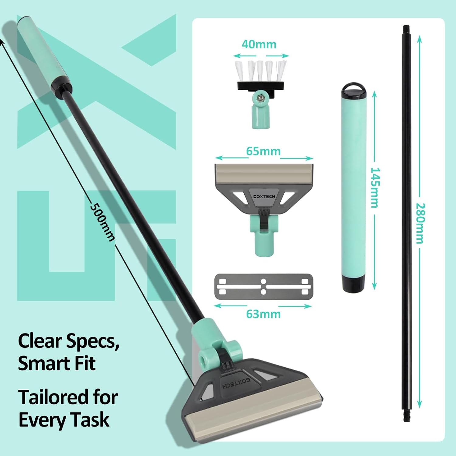 Boxtech Fish Tank Cleaner Kit, 2 in 1 Aquarium Algae Scraper with 5 Stainless Steel Blades, Adjustable Brush Head Angle and Handle Length Aquarium Cleaning Tool Set image number 4