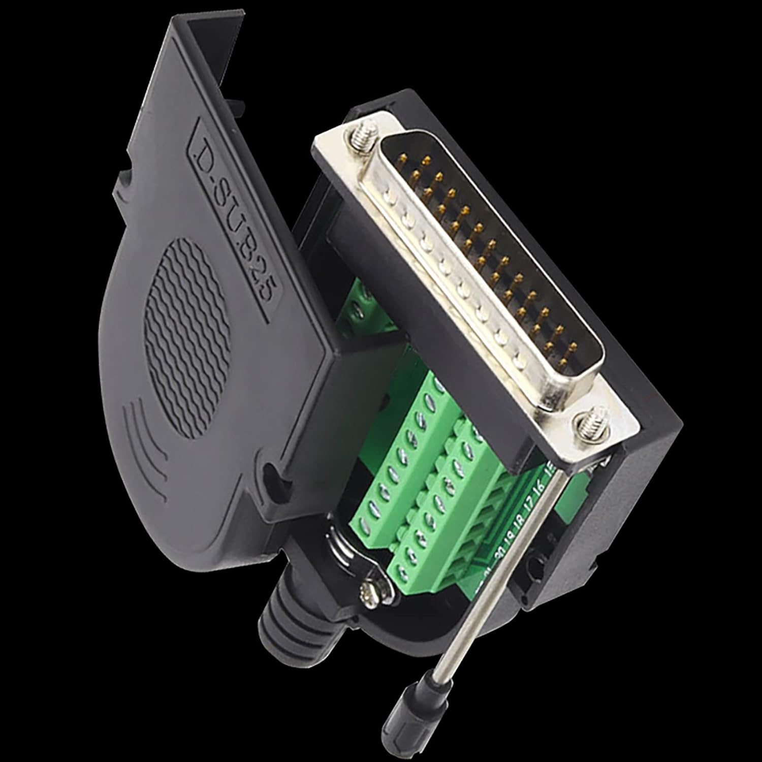 Tunghey DB25 Breakout Board, DB25 Male D-SUB Connector to DB25 Screw Solderless Wiring Terminal Module Breakout PCB Board Kits with Plastic Case (Male)